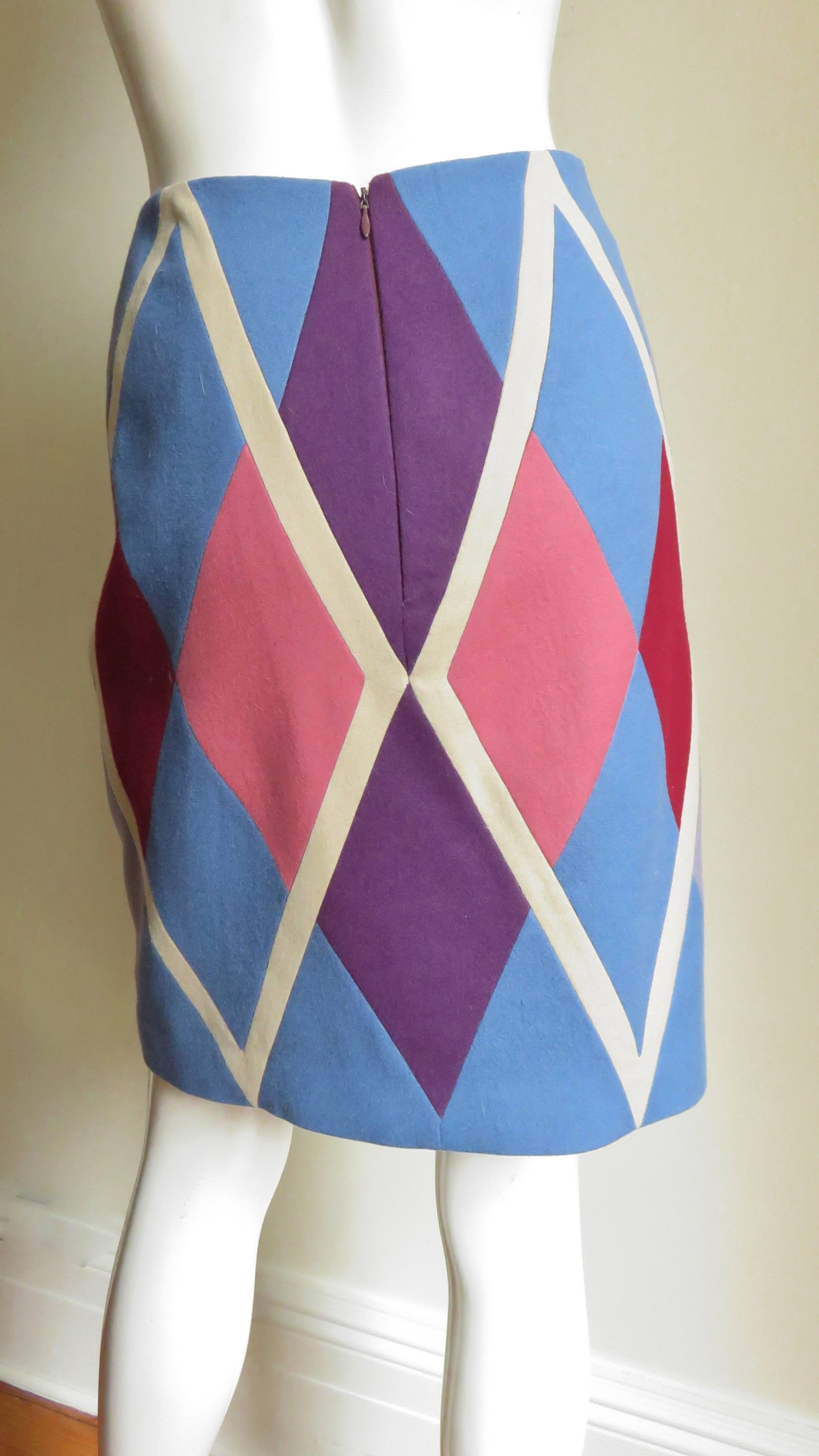 1980s Christian Francis Roth Pieced Color Block Skirt 2