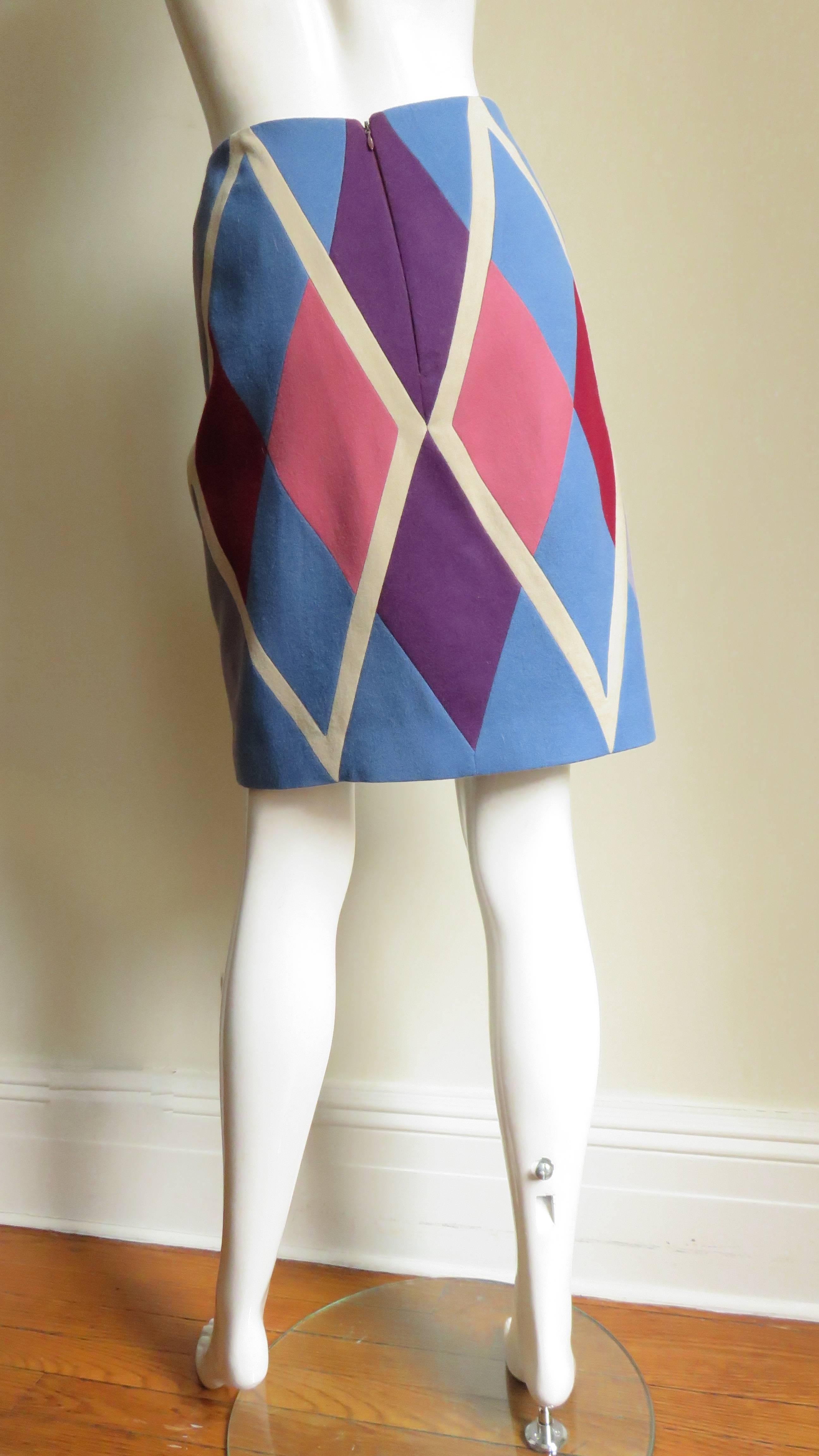 1980s Christian Francis Roth Pieced Color Block Skirt 3