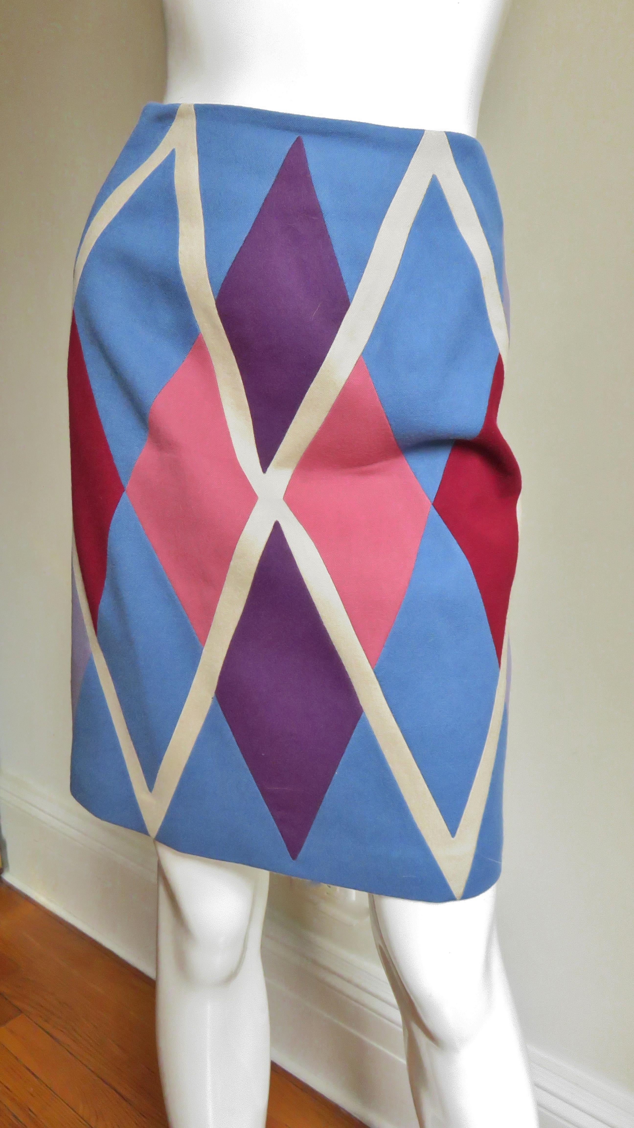 Purple 1980s Christian Francis Roth Pieced Color Block Skirt