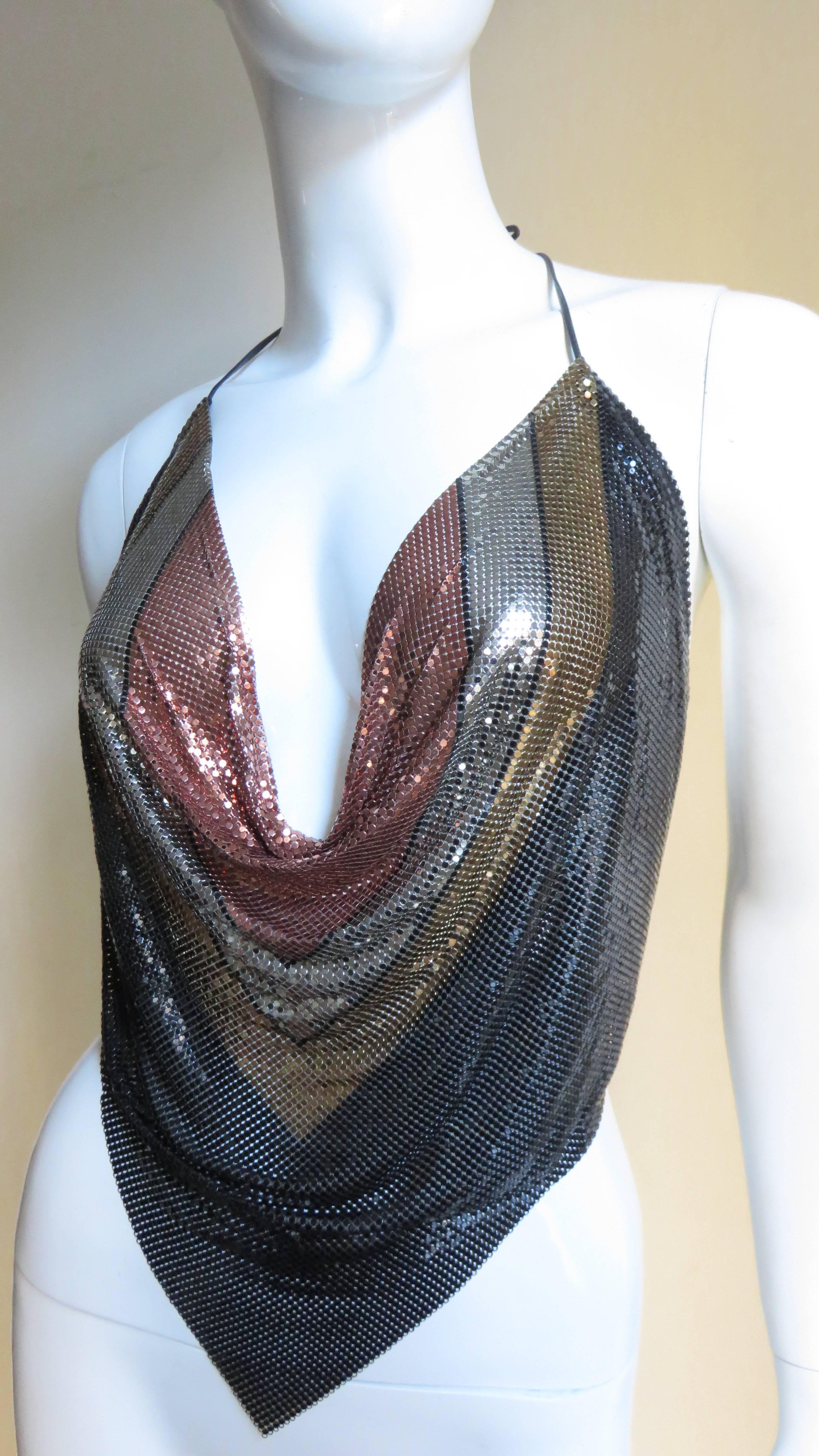 Silver Whiting & Davis 1970's Metal Mesh Halter