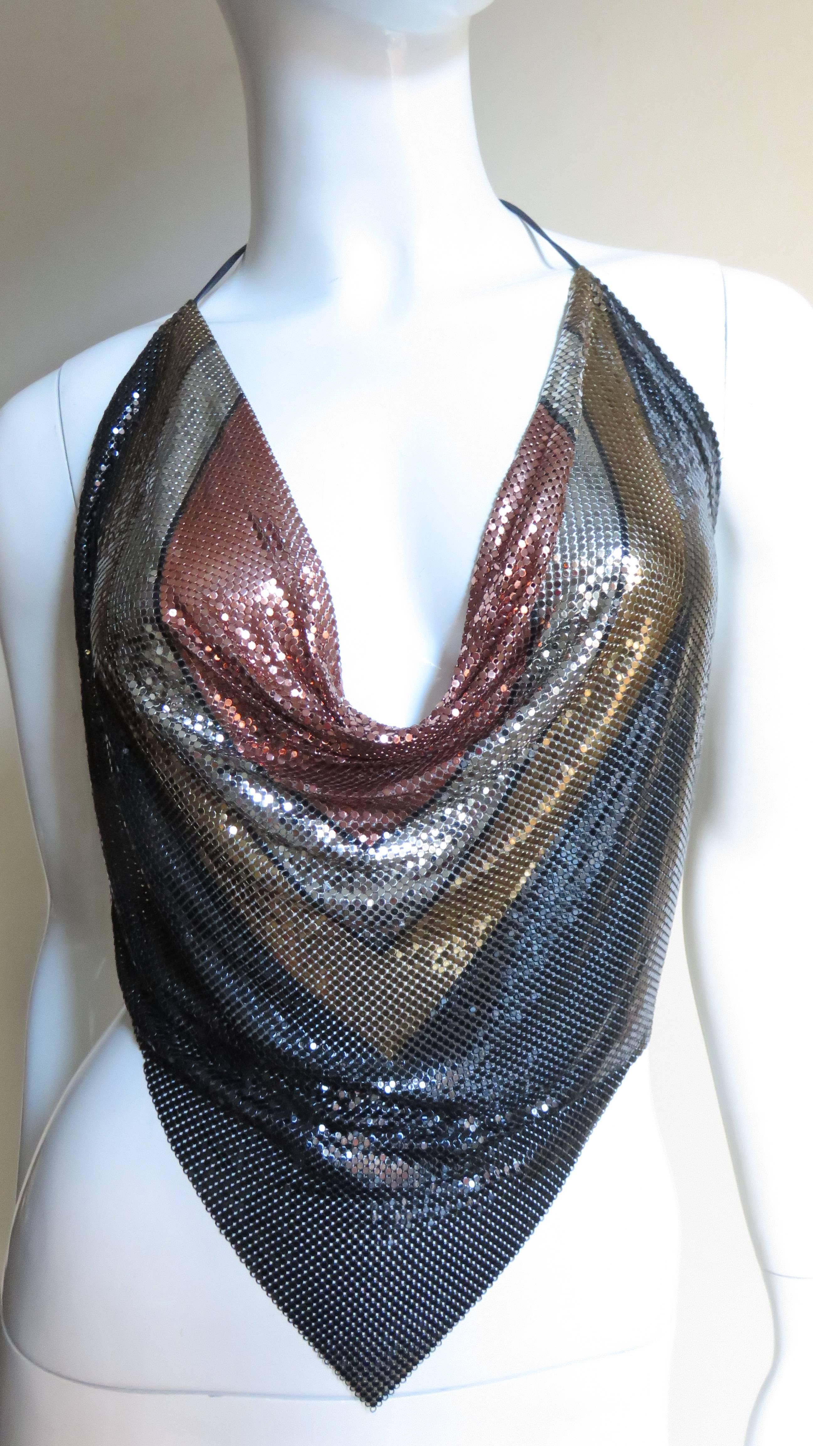 Whiting & Davis 1970's Metal Mesh Halter In Excellent Condition In Water Mill, NY