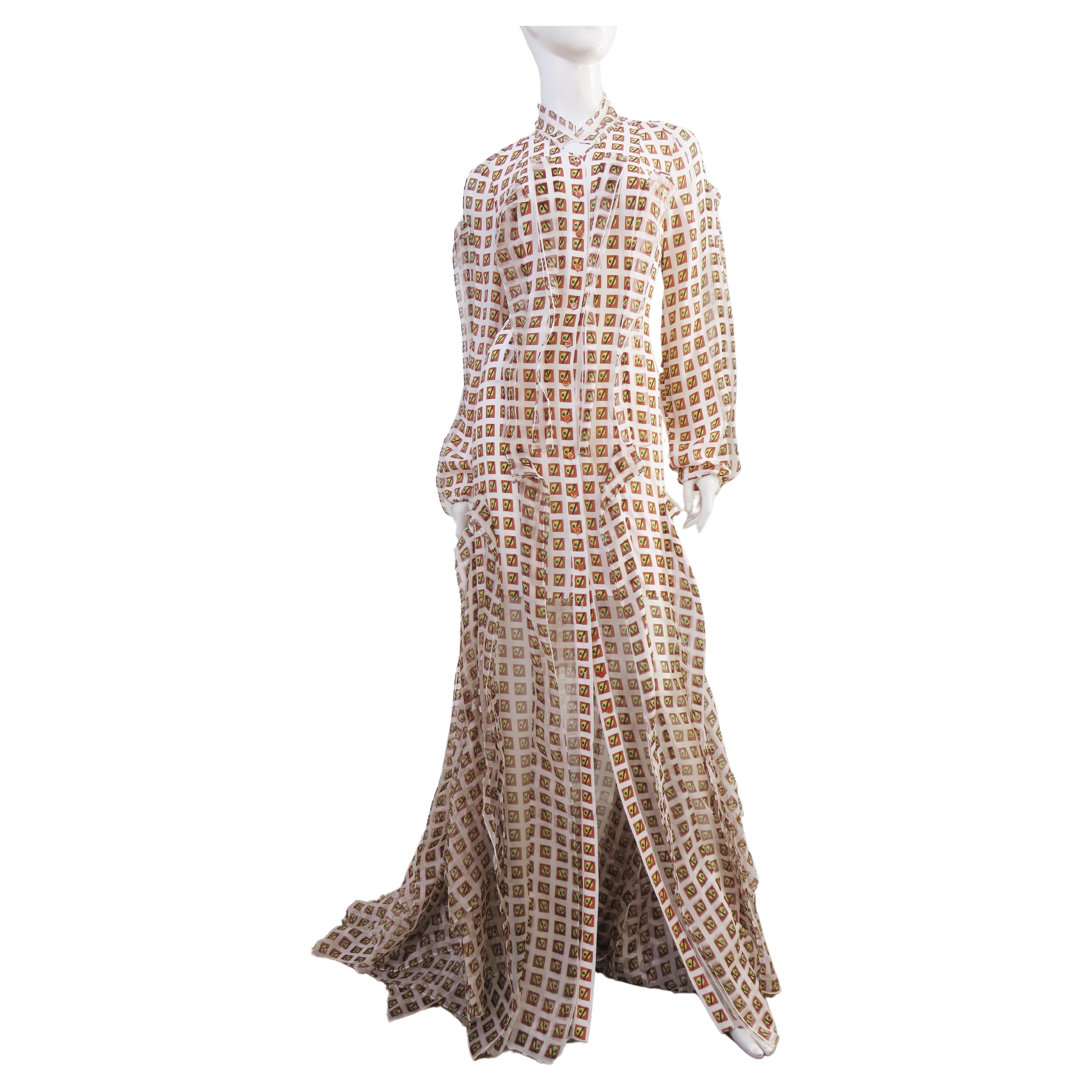 Carolina Herrera New Silk Print Maxi Dress Gown For Sale