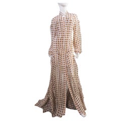Vintage Carolina Herrera New Silk Print Maxi Dress Gown