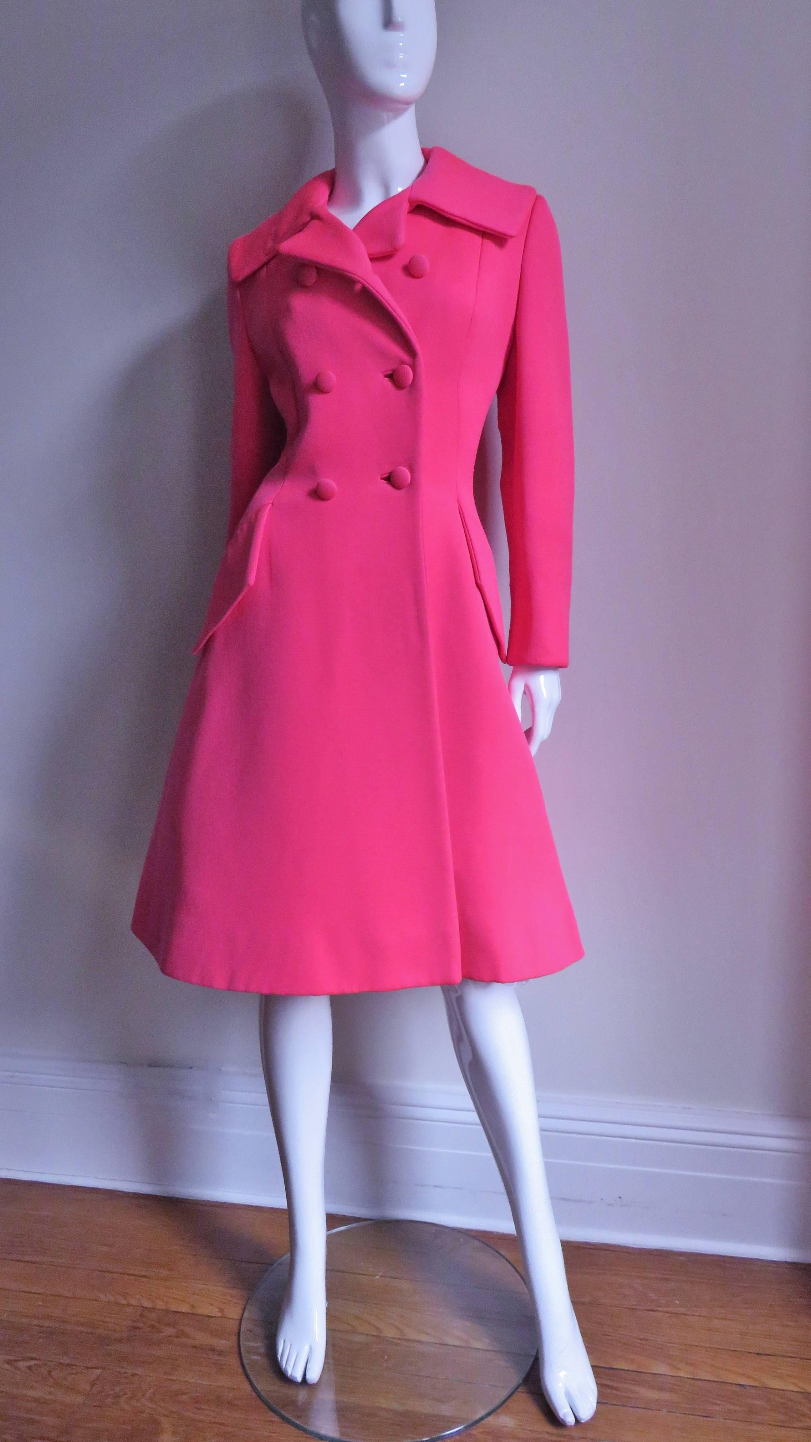 1950's Lilli Ann Magenta Hourglass Coat In Excellent Condition In Water Mill, NY