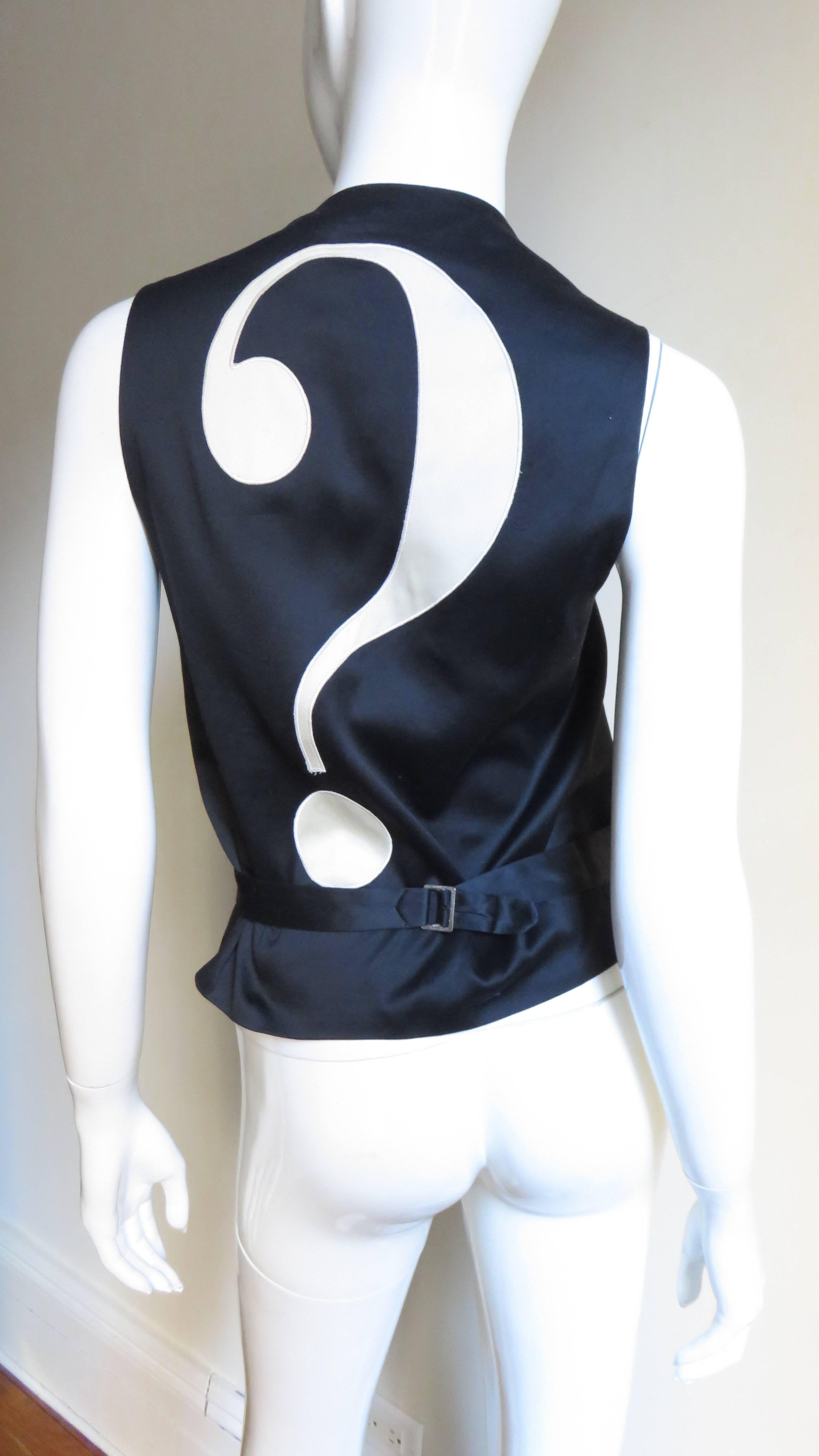 Black Moschino Silk Question Mark Vest 