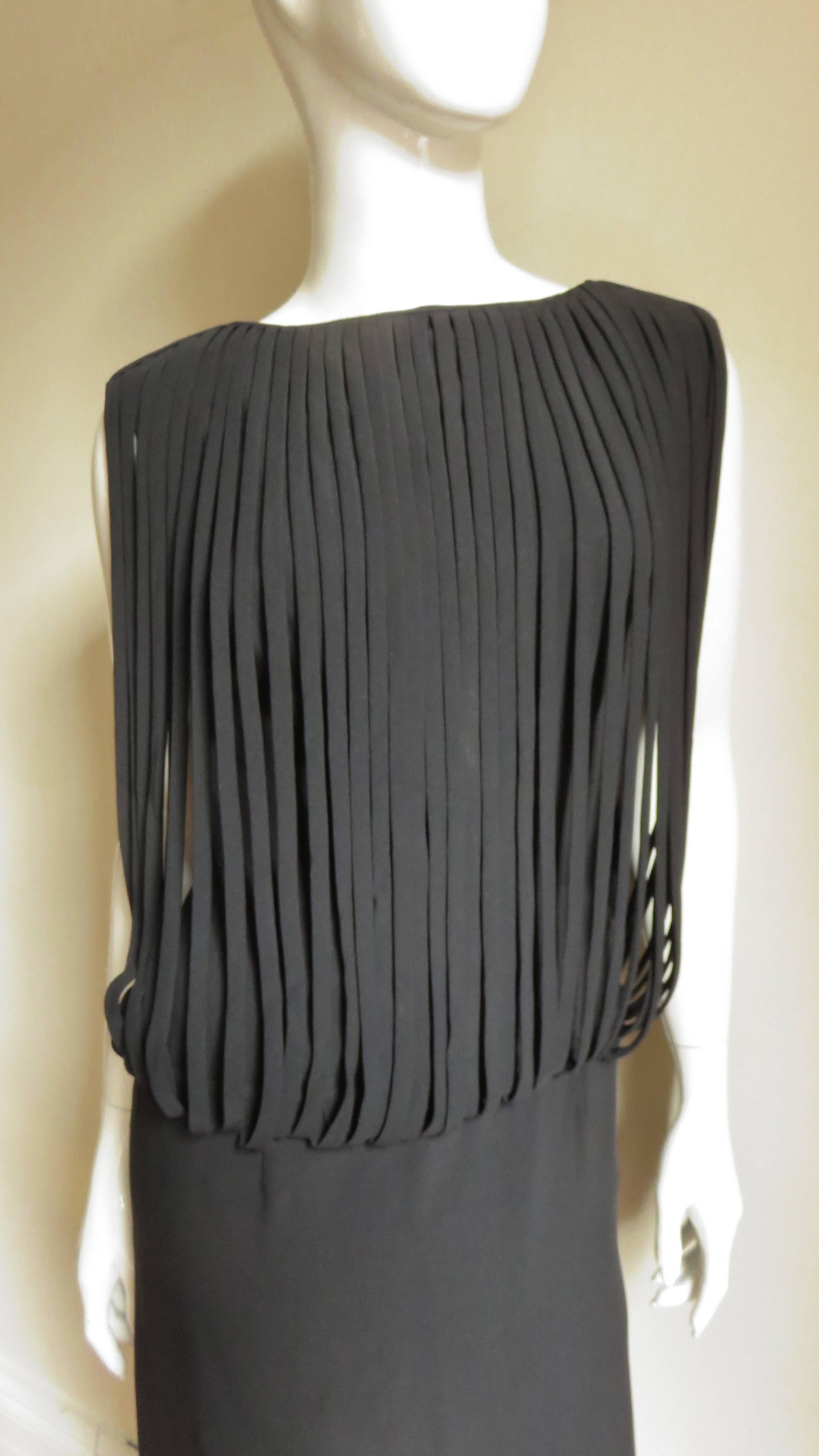 Black Oleg Cassini 1950s Cage Bodice Dress  For Sale