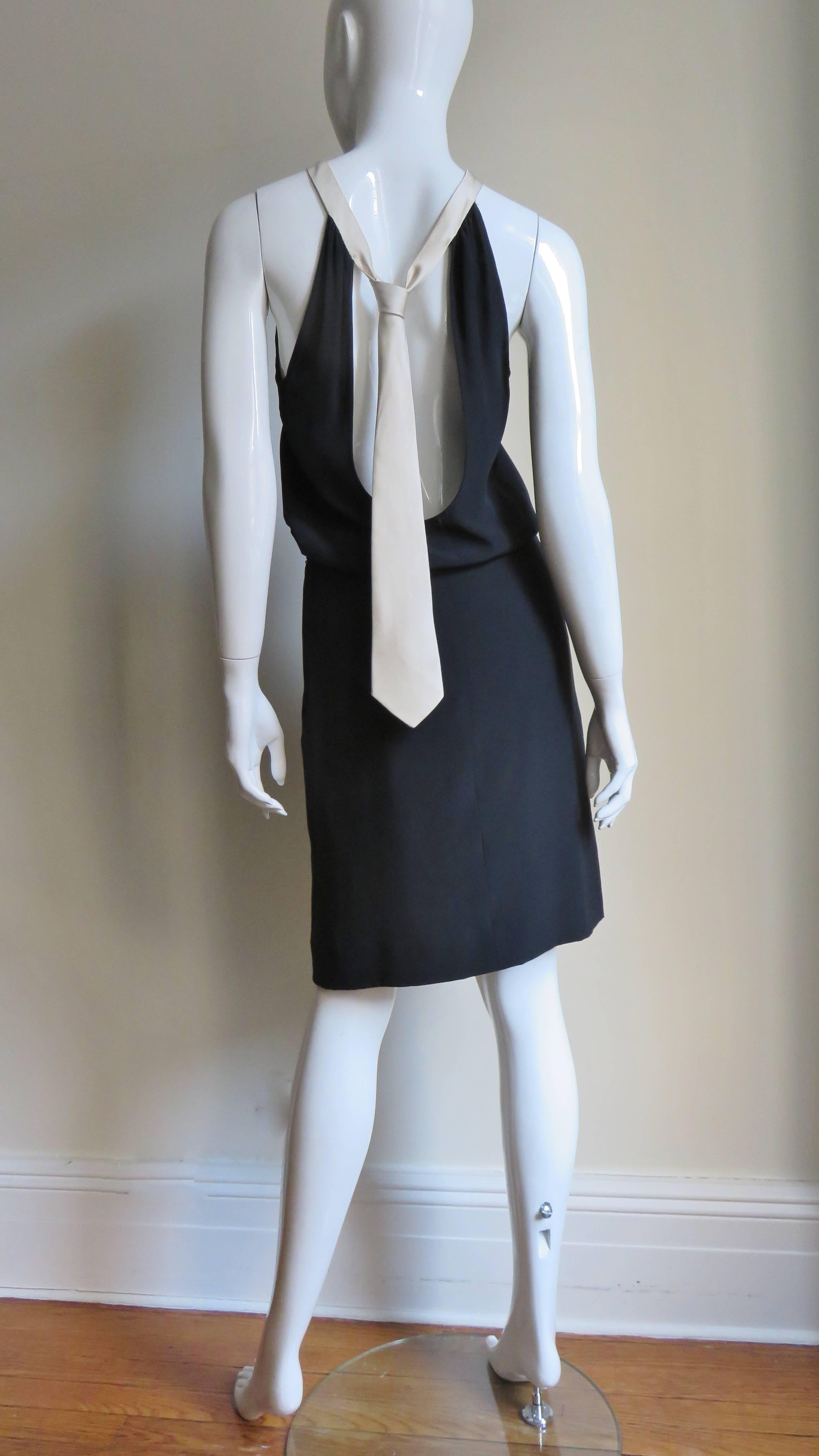 Moschino Cut out Back Silk Necktie Dress In Good Condition In Water Mill, NY