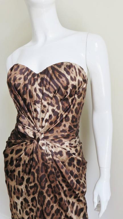 Dolce and Gabbana Silk Leopard Corset Bustier Dress For Sale at 1stdibs