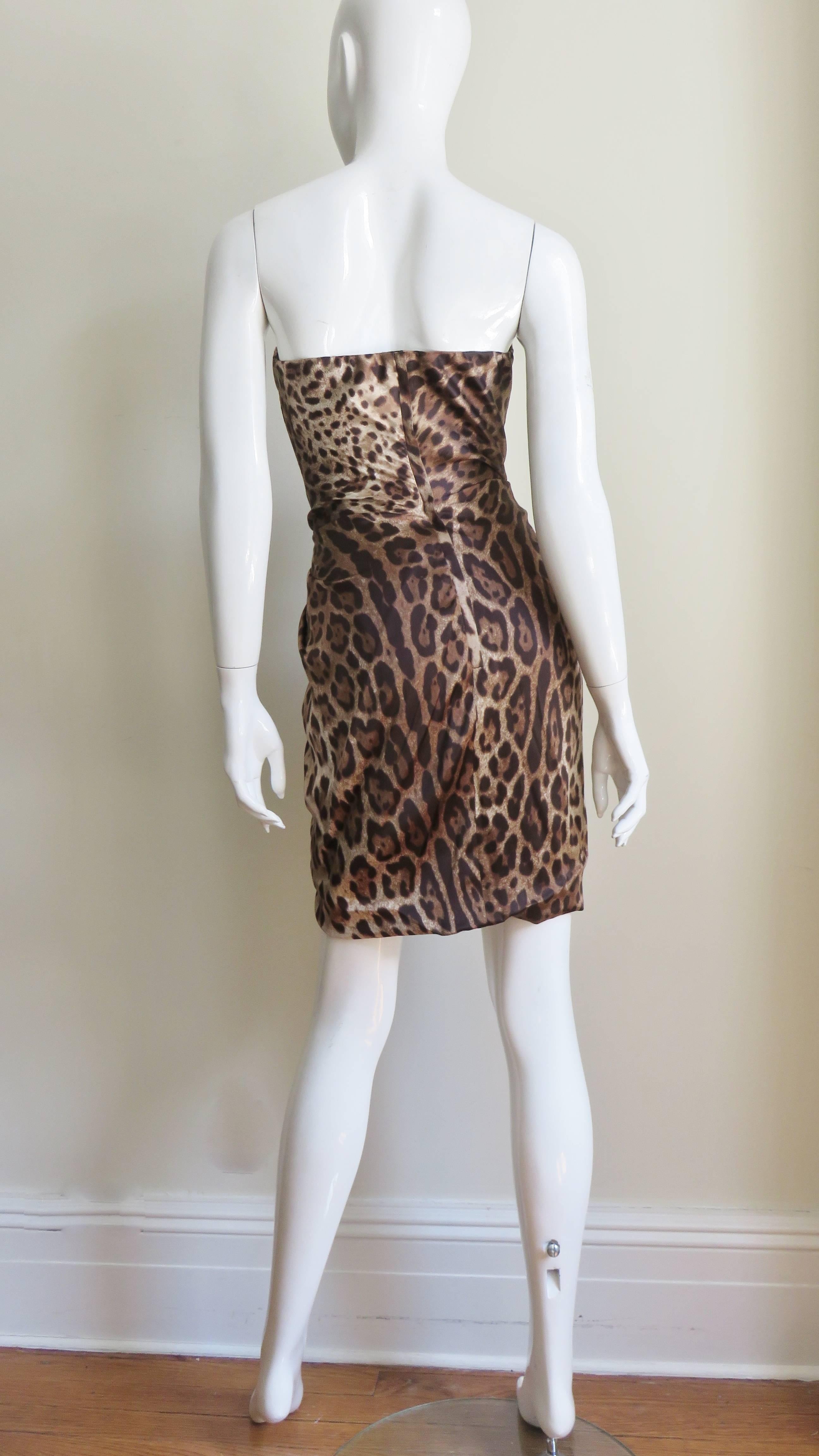 Women's Dolce & Gabbana Silk Leopard Corset Bustier Dress