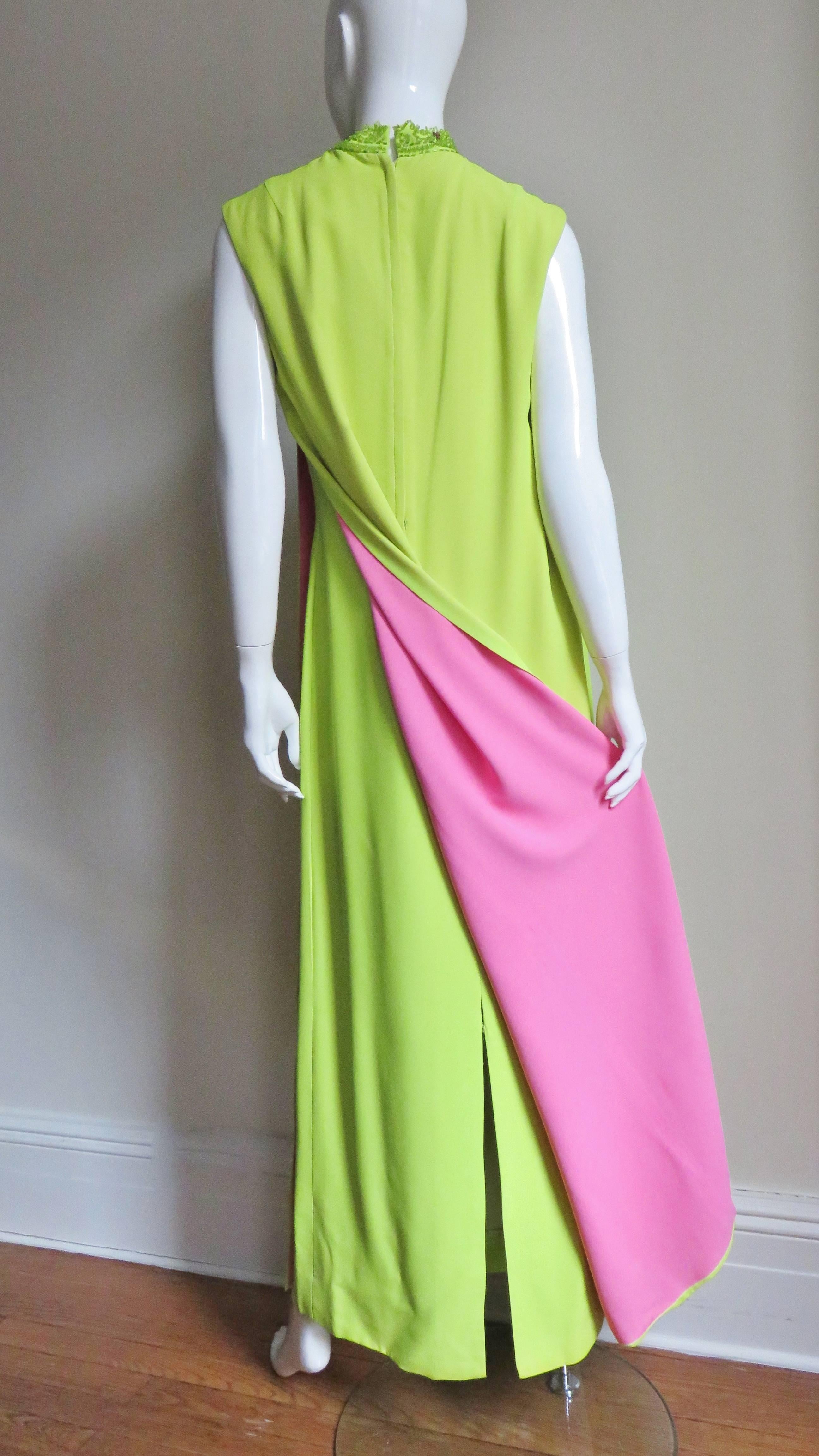 1960s Junior Vogue Color Block Maxi Dress 4