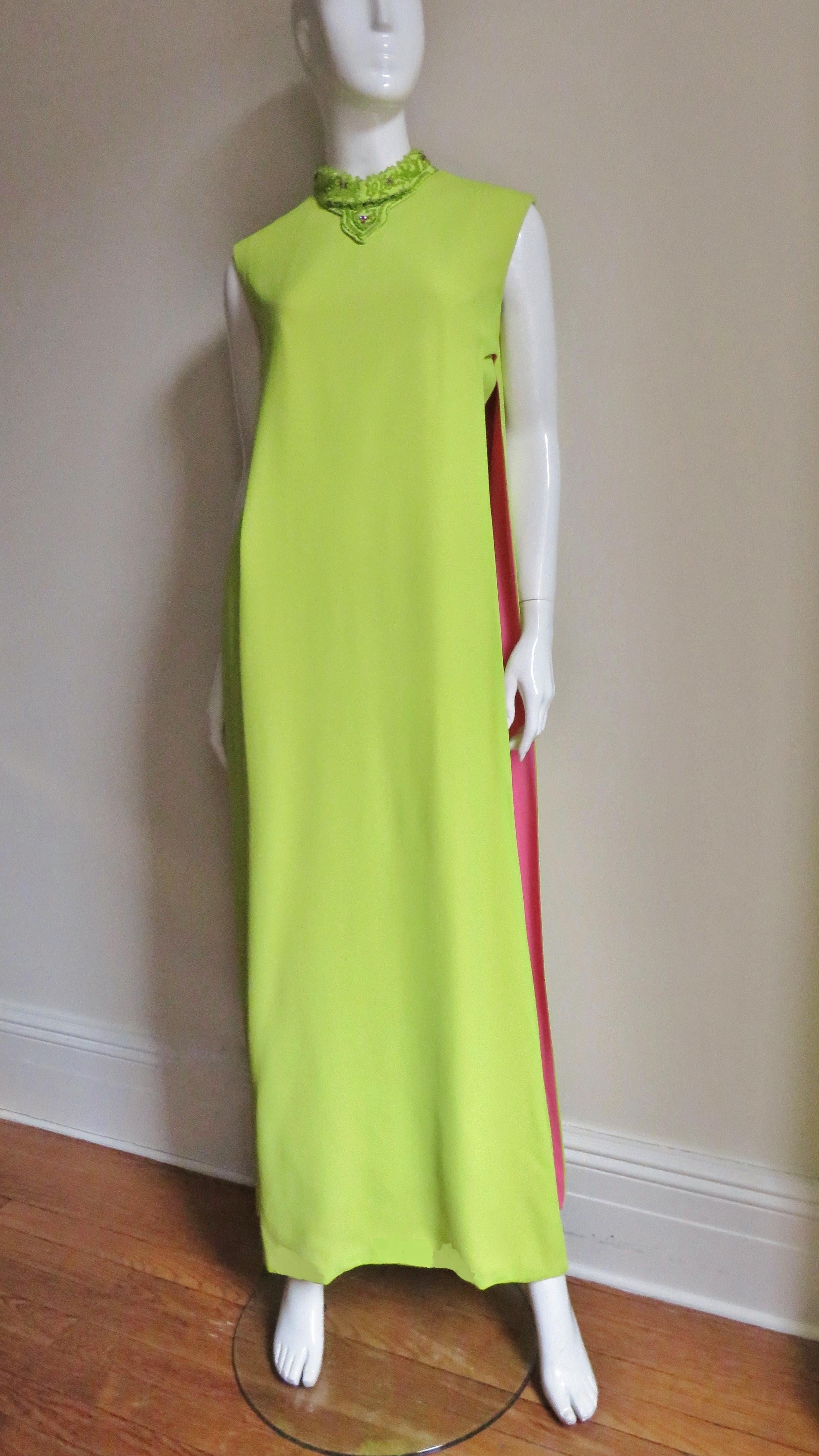 1960s Junior Vogue Color Block Maxi Dress 1