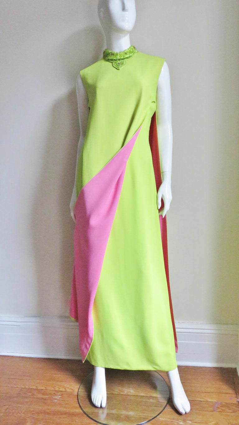 1960s Junior Vogue Color Block Maxi Dress at 1stDibs
