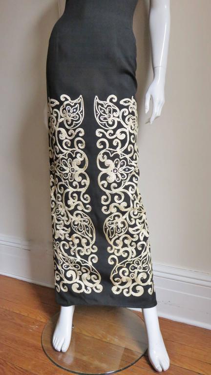 Mr Blackwell 1960s Maxi Dress with Embroidery  For Sale 1