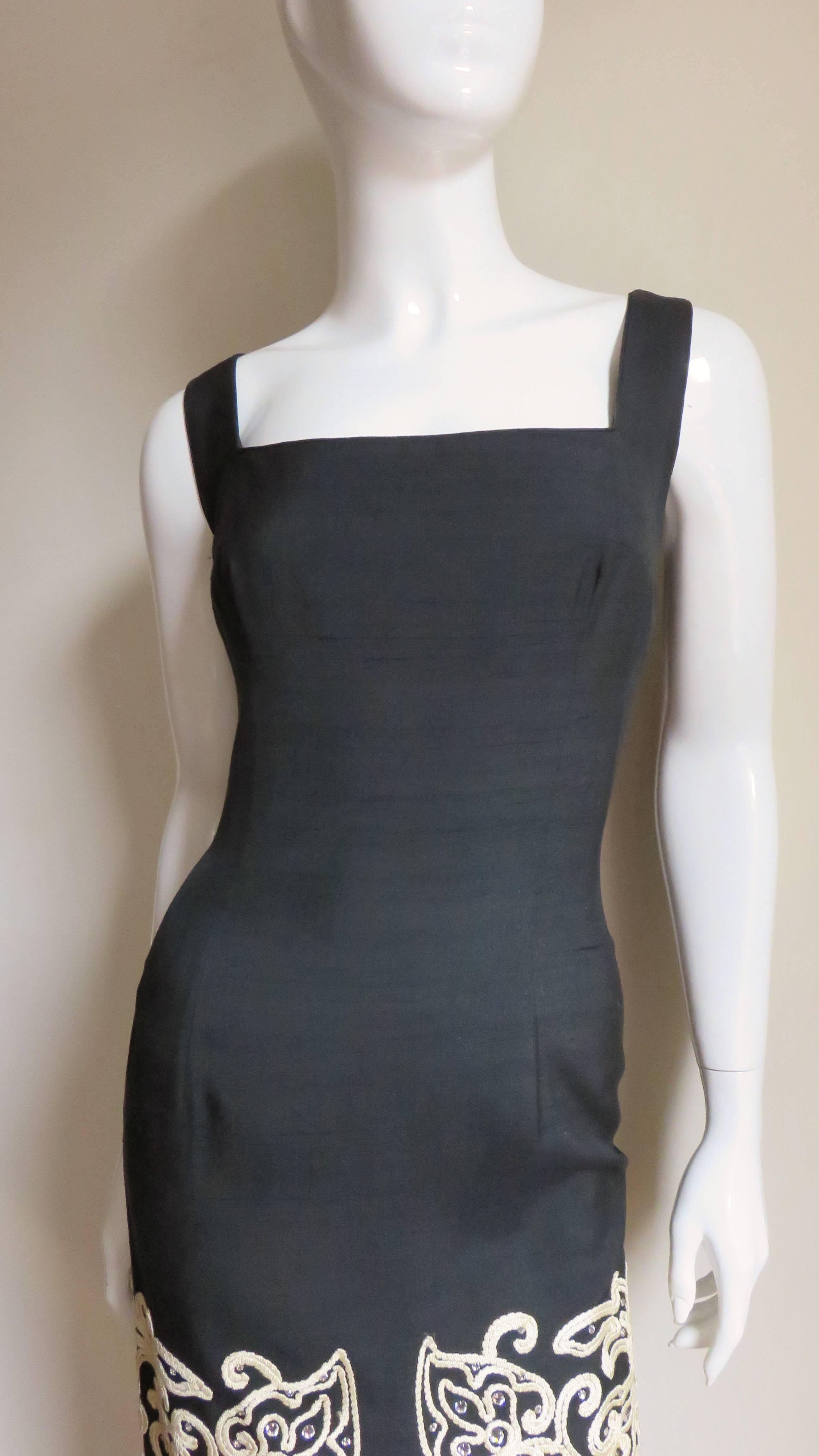 Maxivestido de los años 60 con bordados de Mr. Blackwell Negro