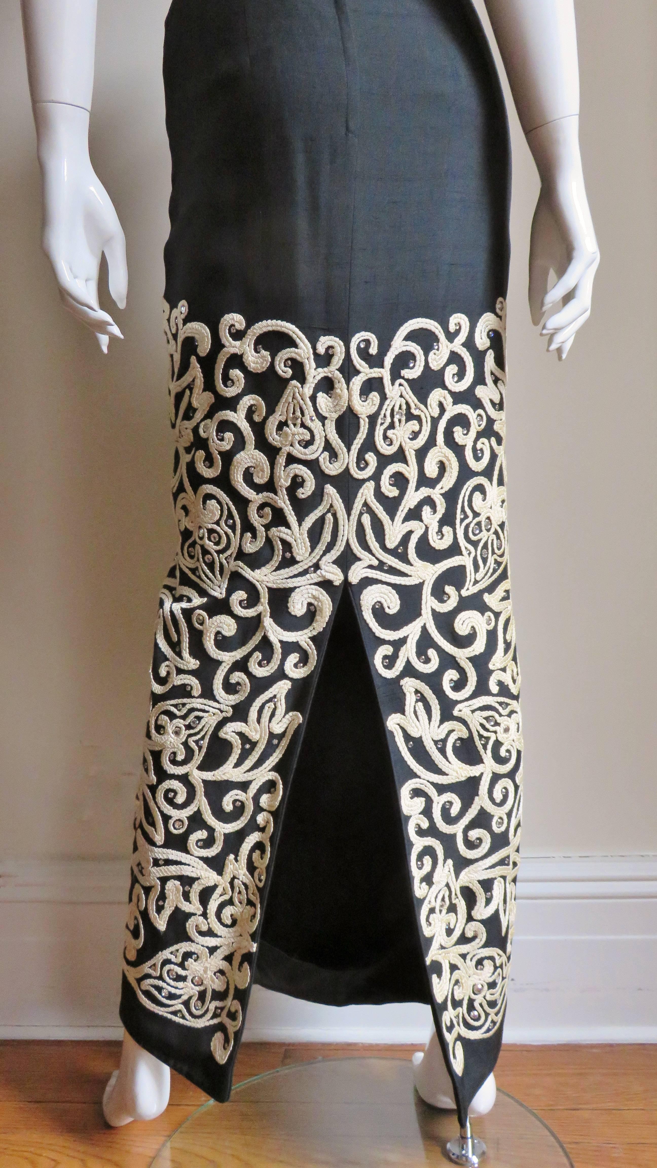 Mr Blackwell 1960s Maxi Dress with Embroidery  For Sale 4