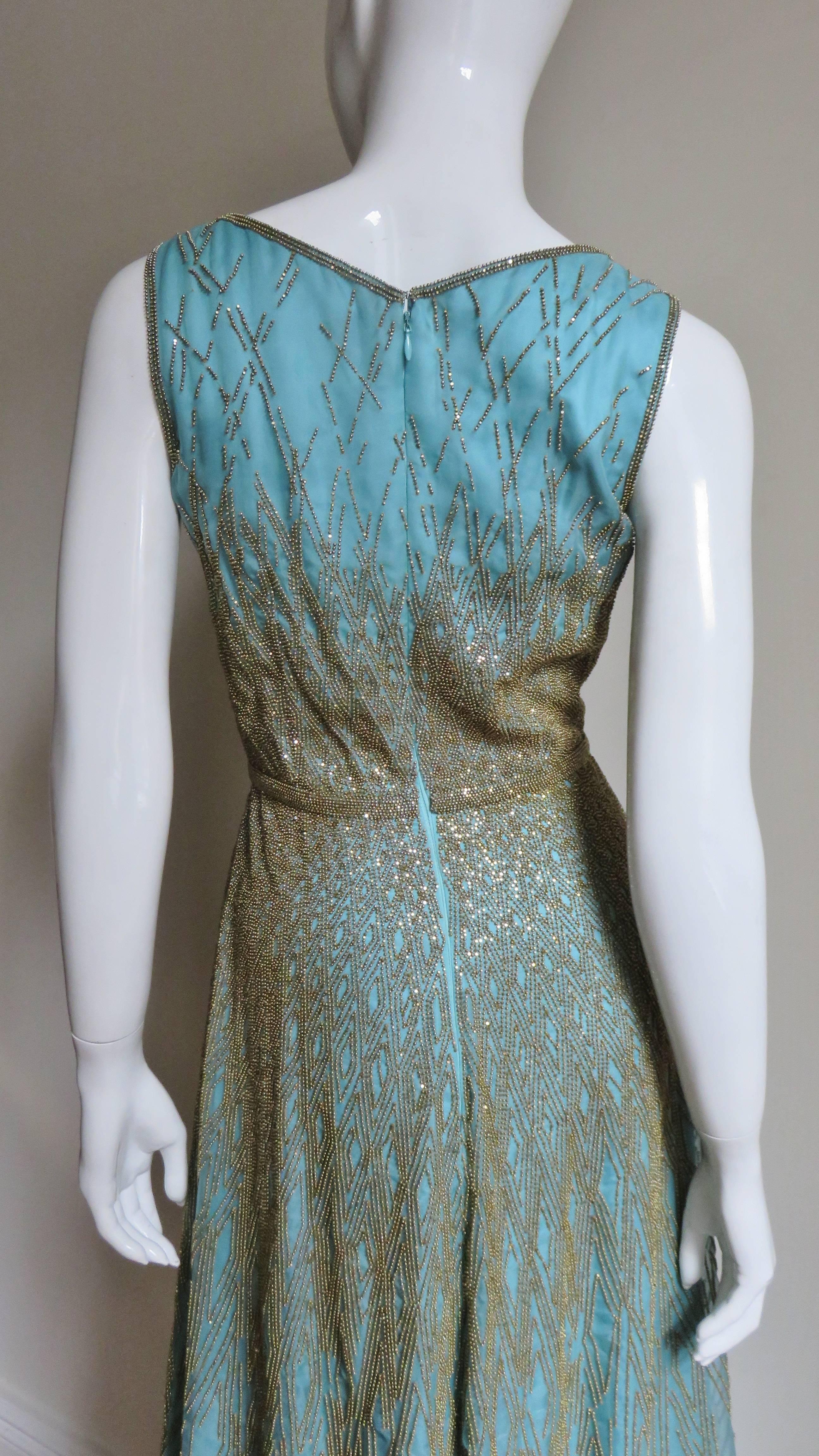 1990s Carolina Herrera Gold Beaded Silk Couture Gown and Bolero 8