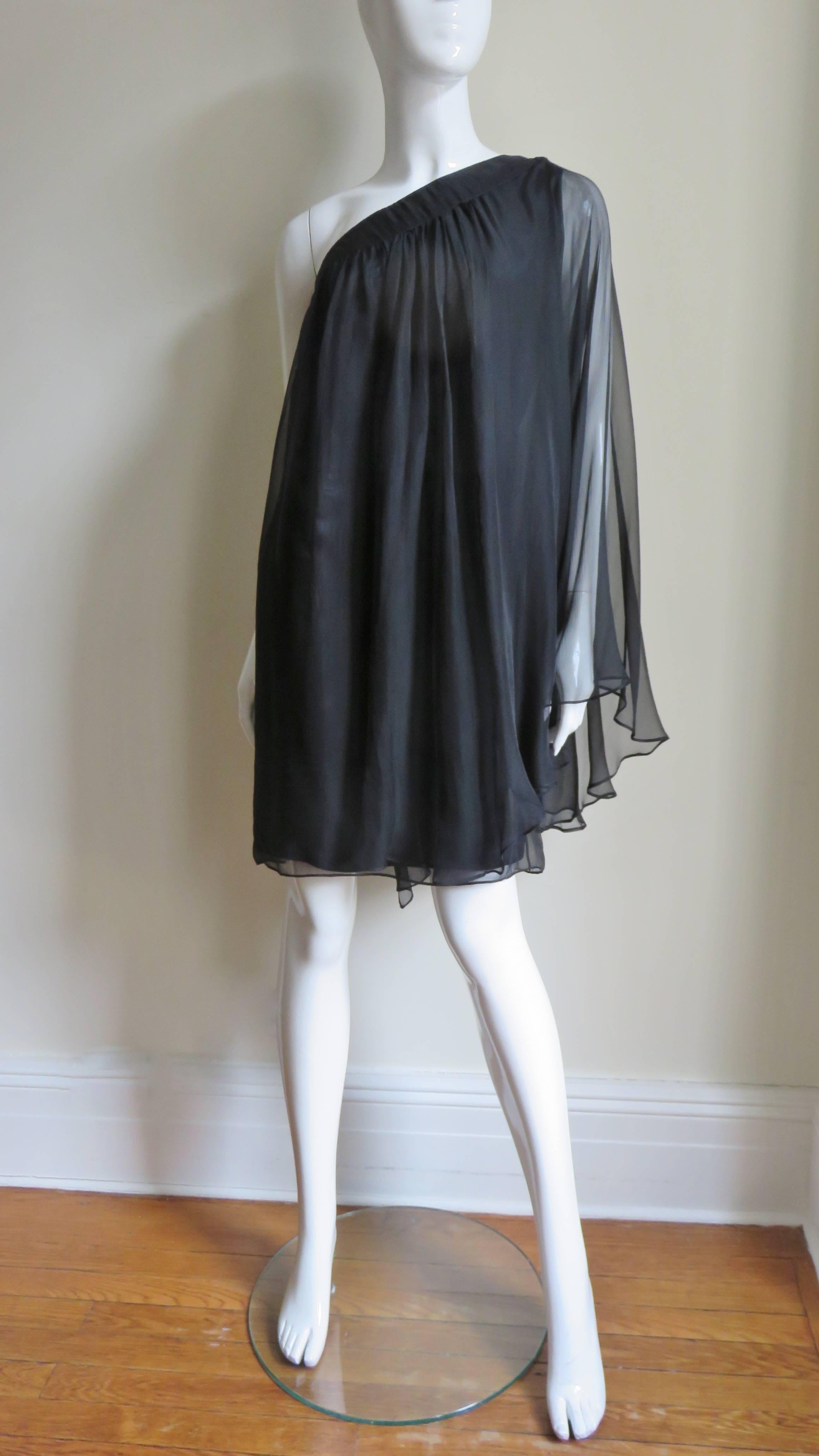 Christian Dior One Shoulder Silk Caftan Dress 2