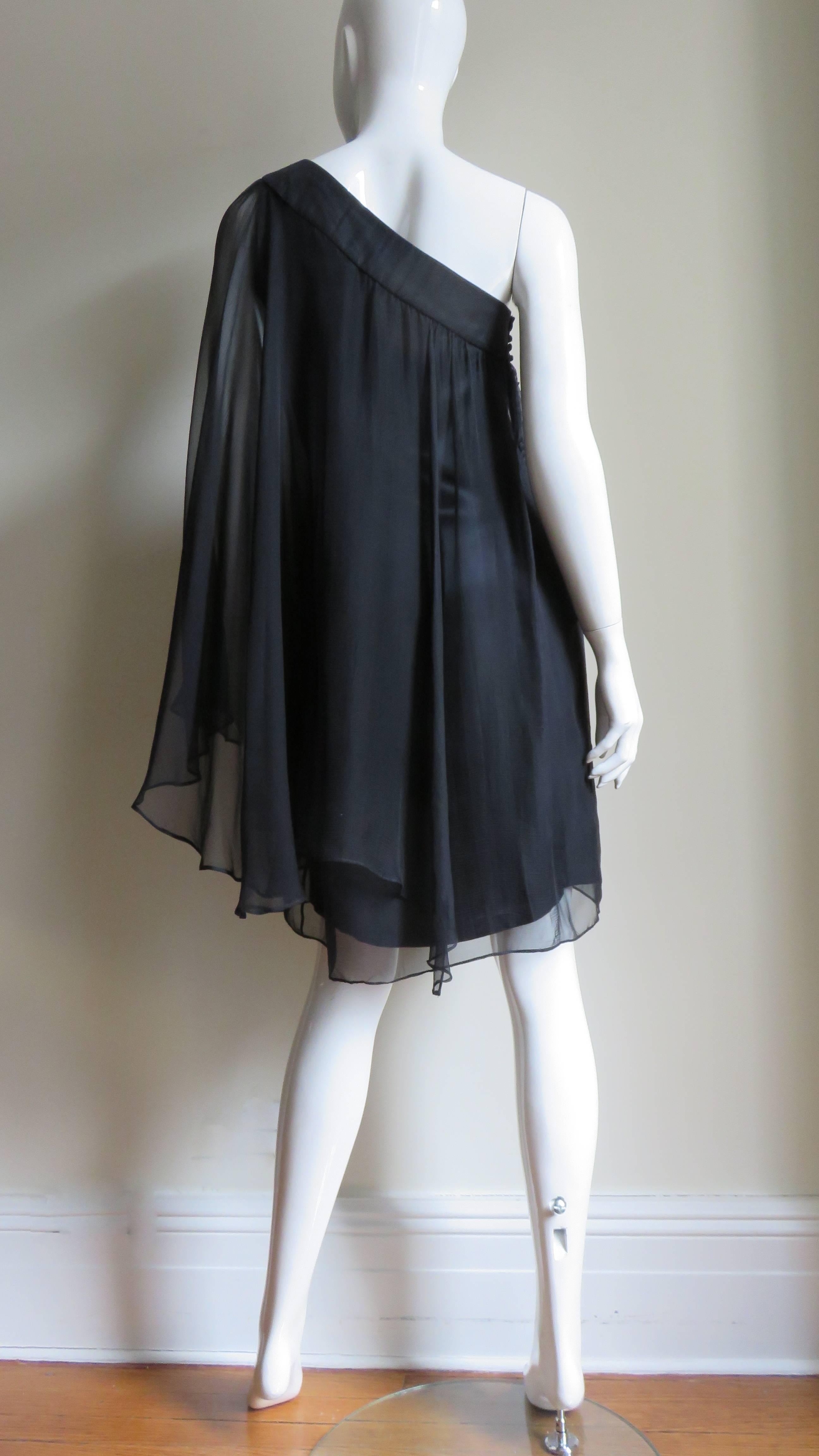 Christian Dior One Shoulder Silk Caftan Dress 7