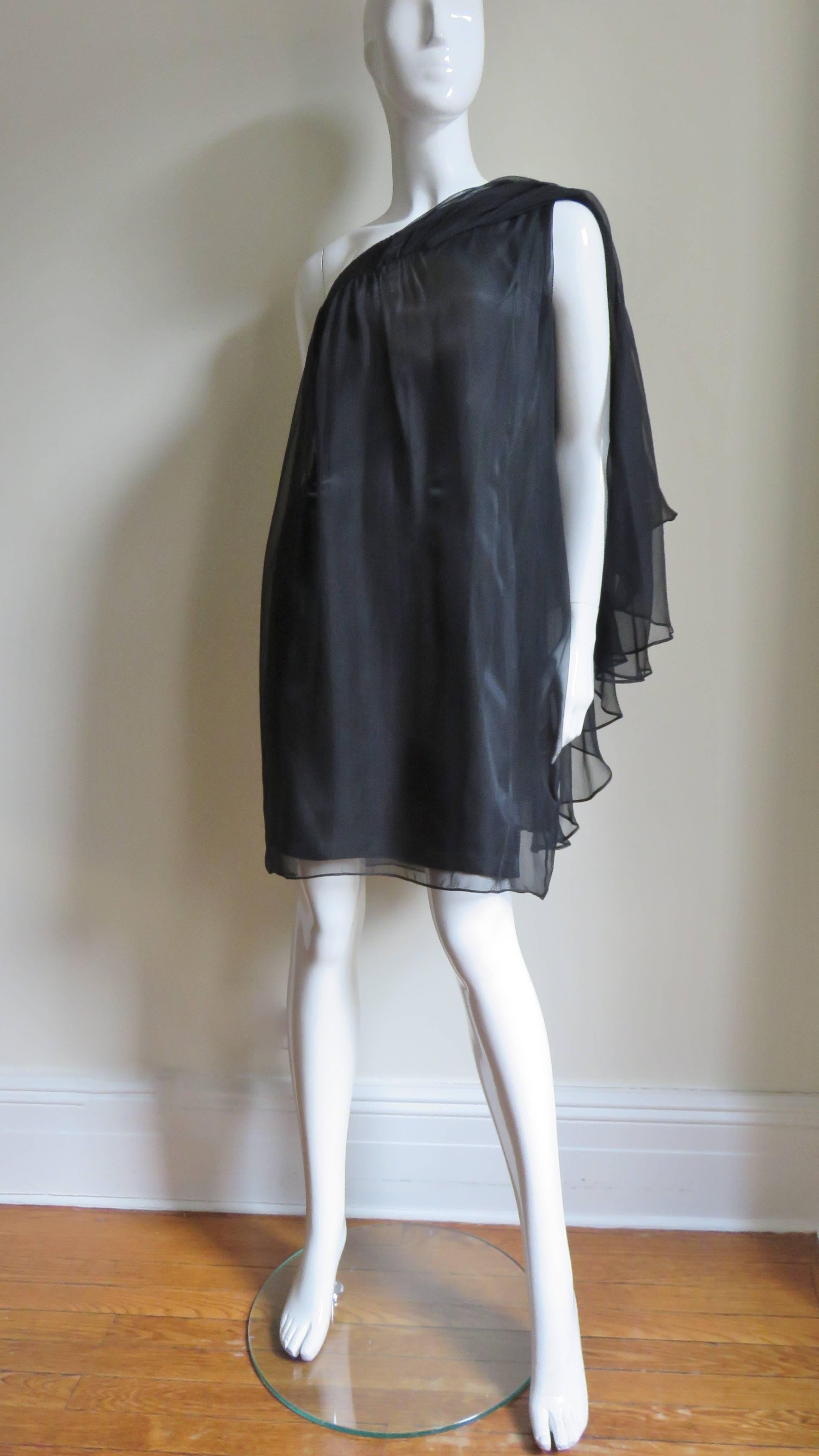 Christian Dior One Shoulder Silk Caftan Dress 3