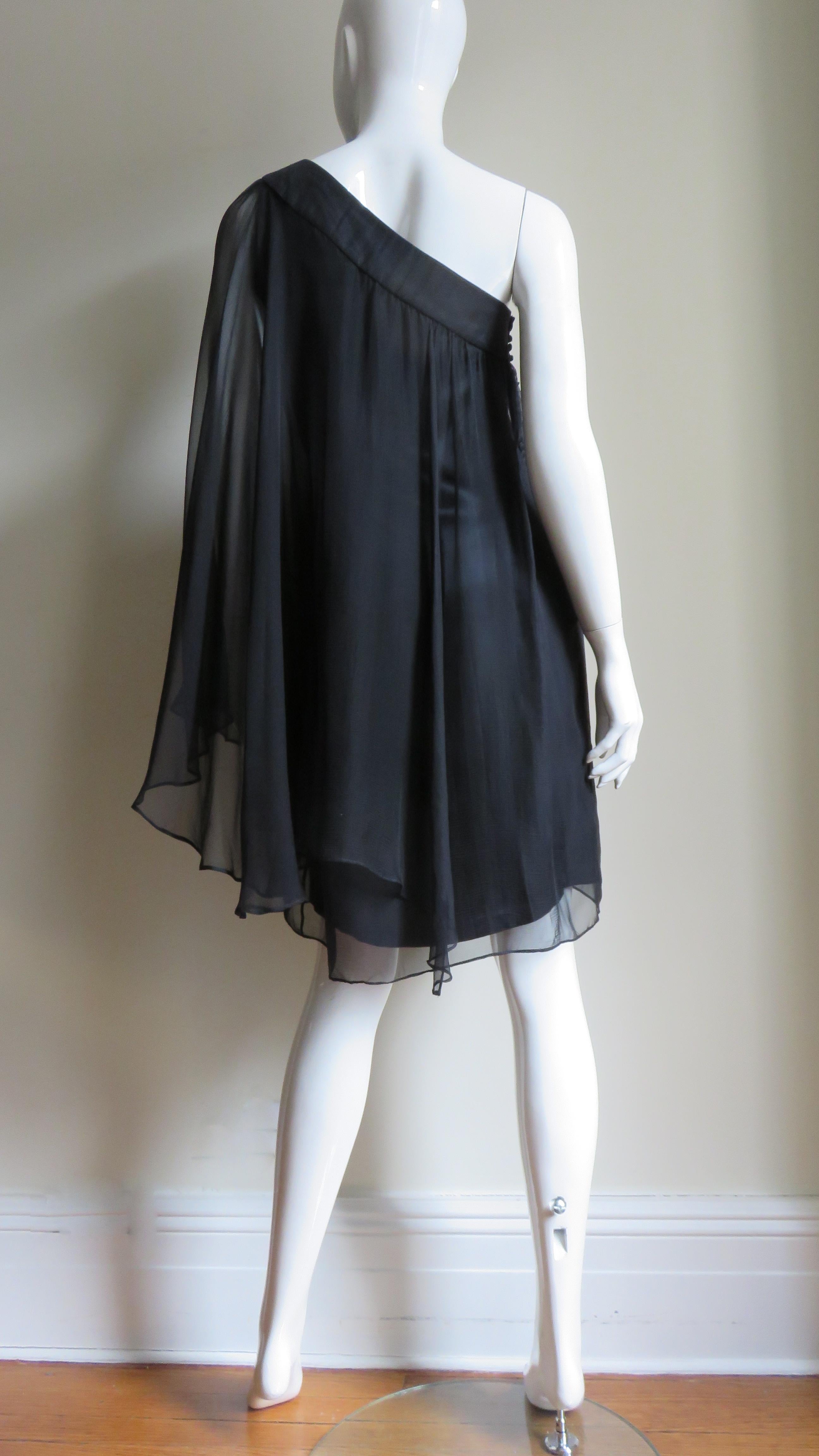 Christian Dior One Shoulder Silk Caftan Dress 4