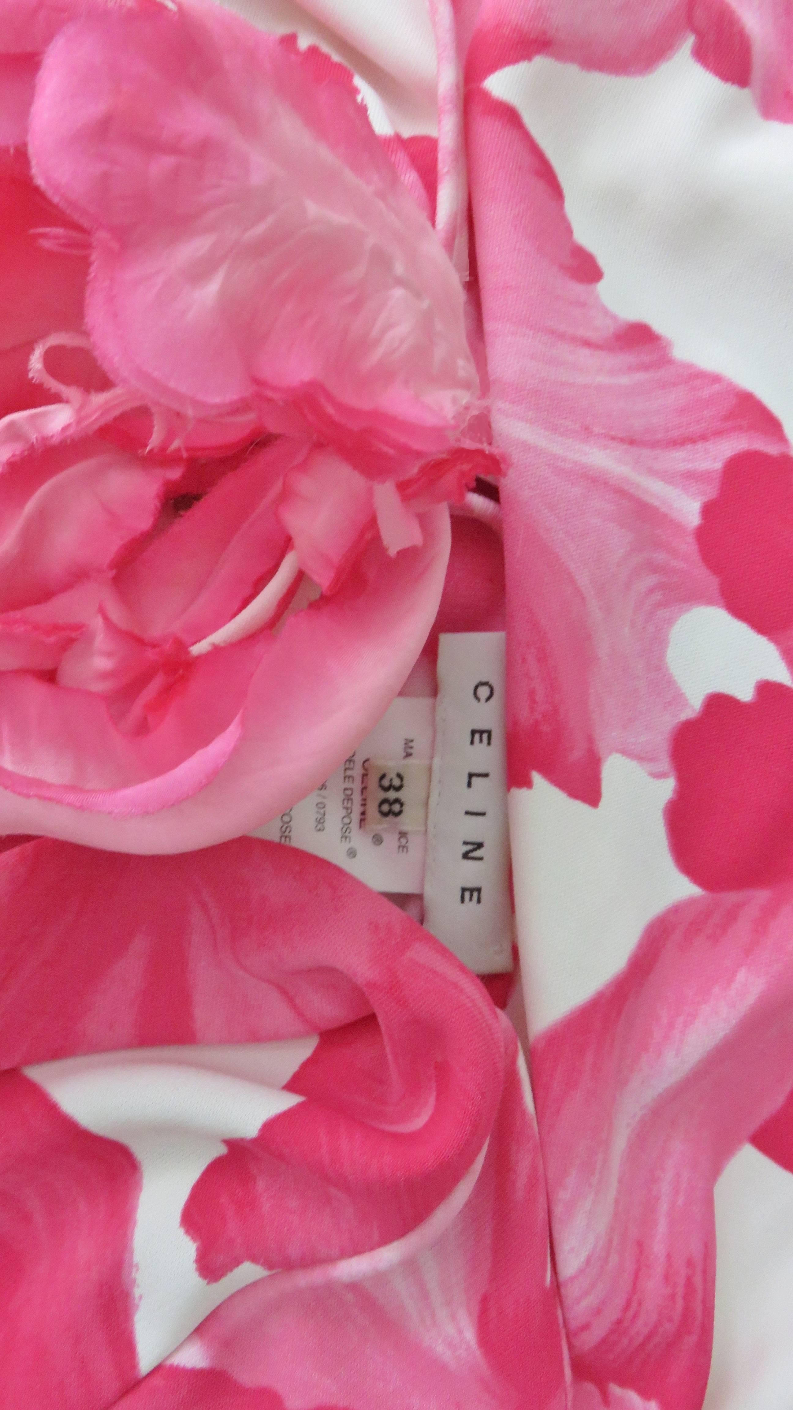 1990s Celine Plunge Halter Flower Maxi 5