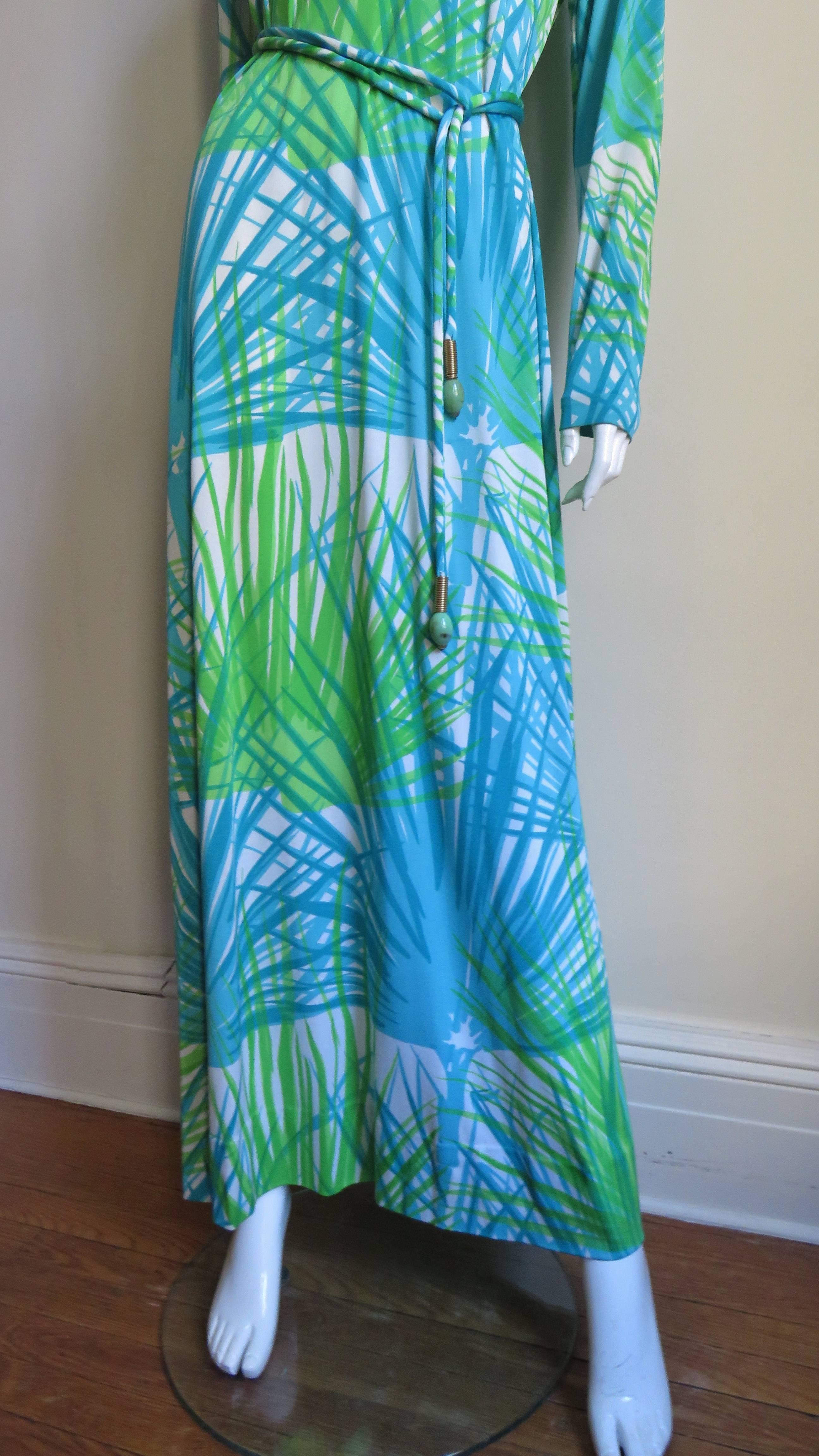 1970's La Mendola Maxi Dress with Silk Cape/Over Skirt In Excellent Condition In Water Mill, NY