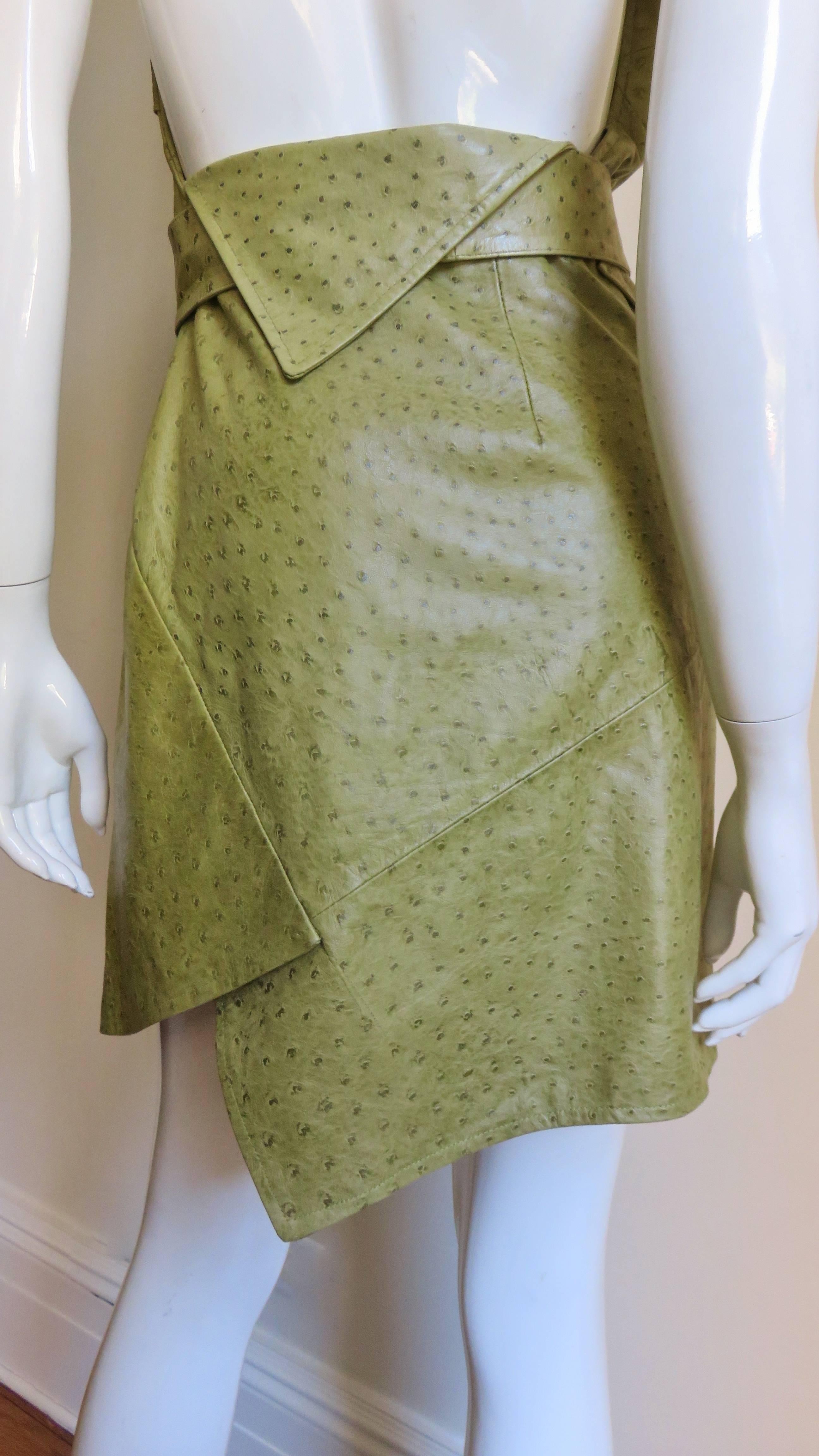  Christian Dior Decadent Ostrich Leather Halter Dress In New Condition In Water Mill, NY