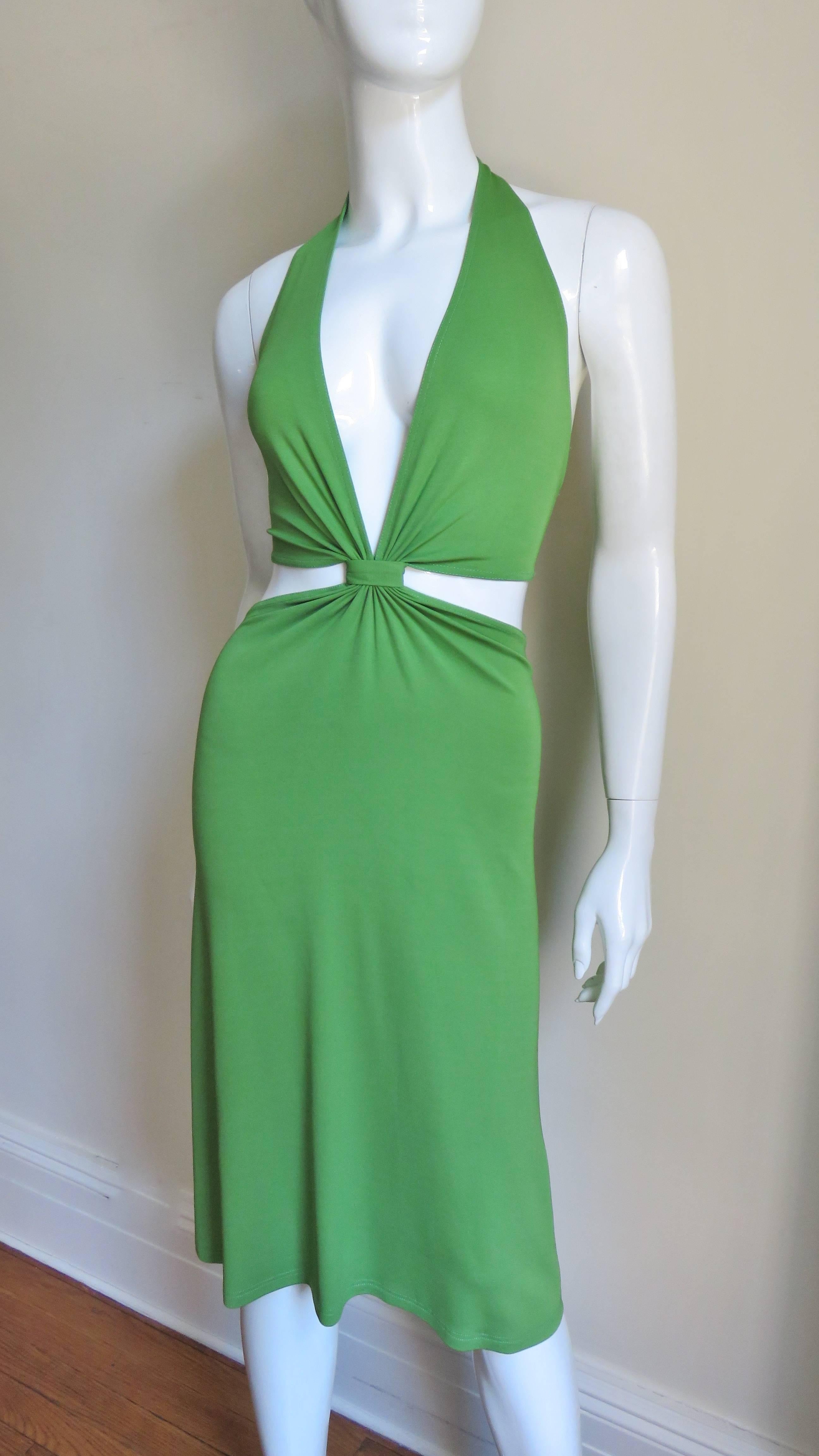 Celine Plunge Dress With Cutout Waist  In Excellent Condition In Water Mill, NY