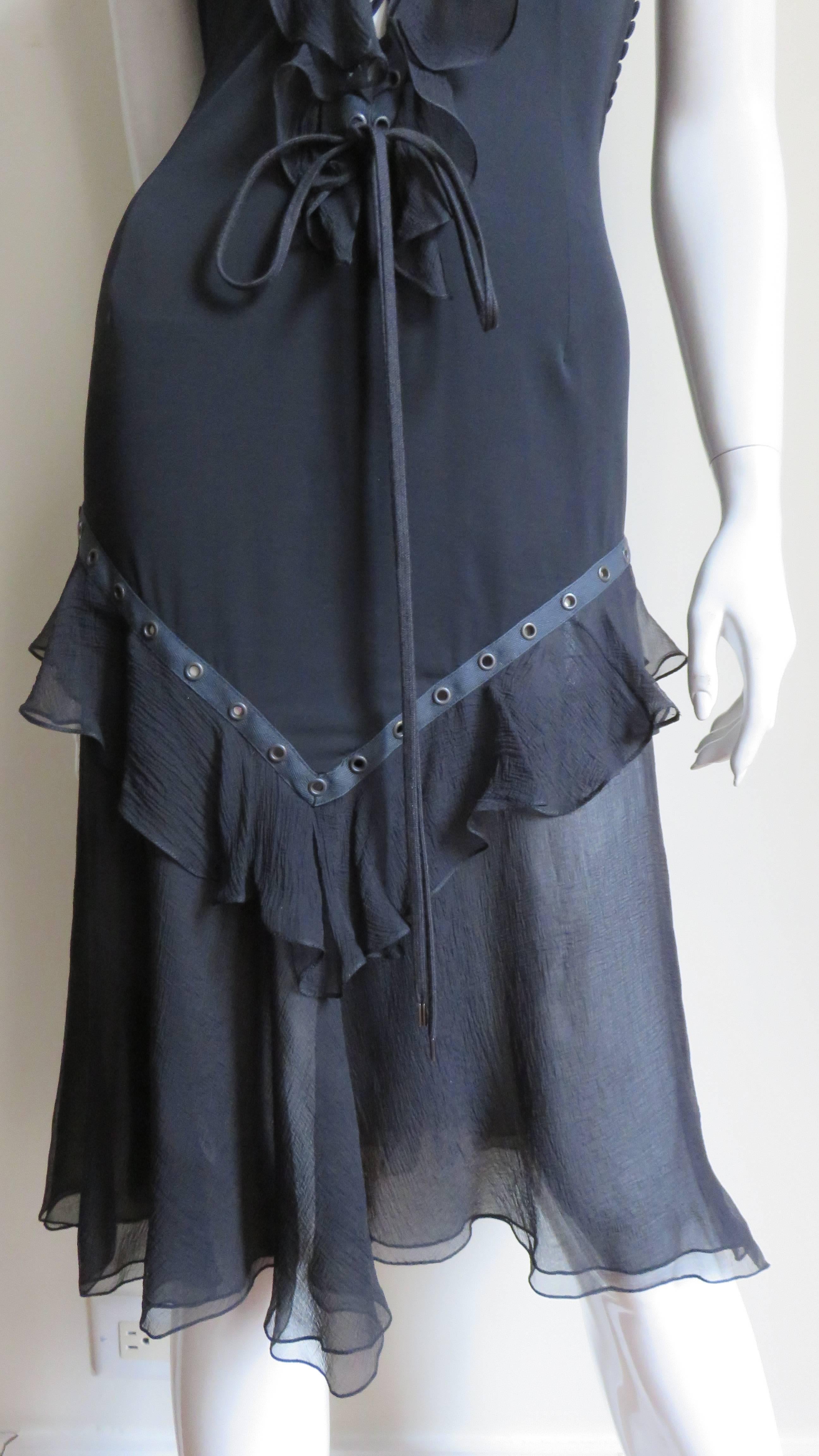Christian Dior by John Galliano Lace Up Dress In Excellent Condition For Sale In Water Mill, NY