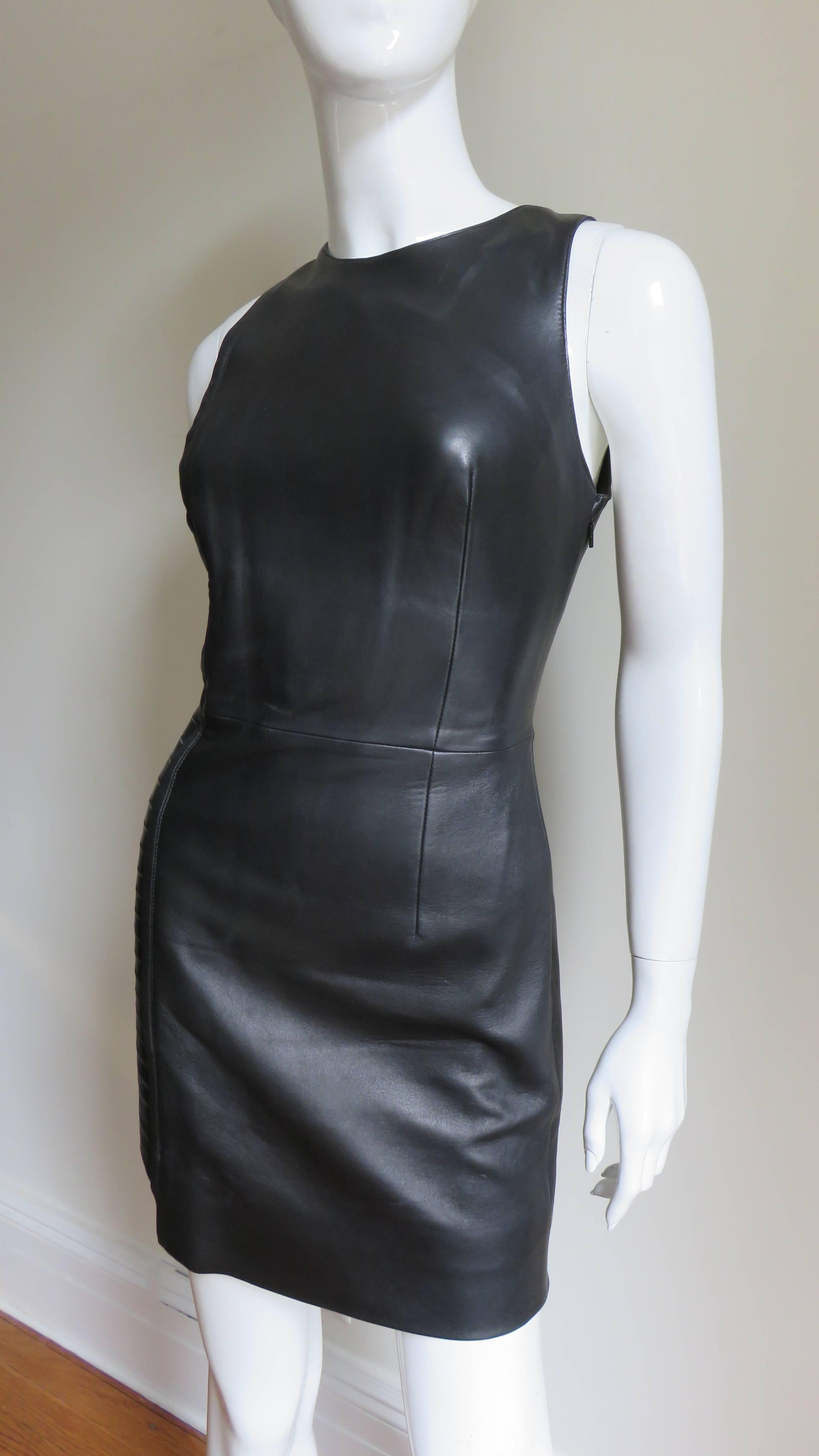 versace black leather dress