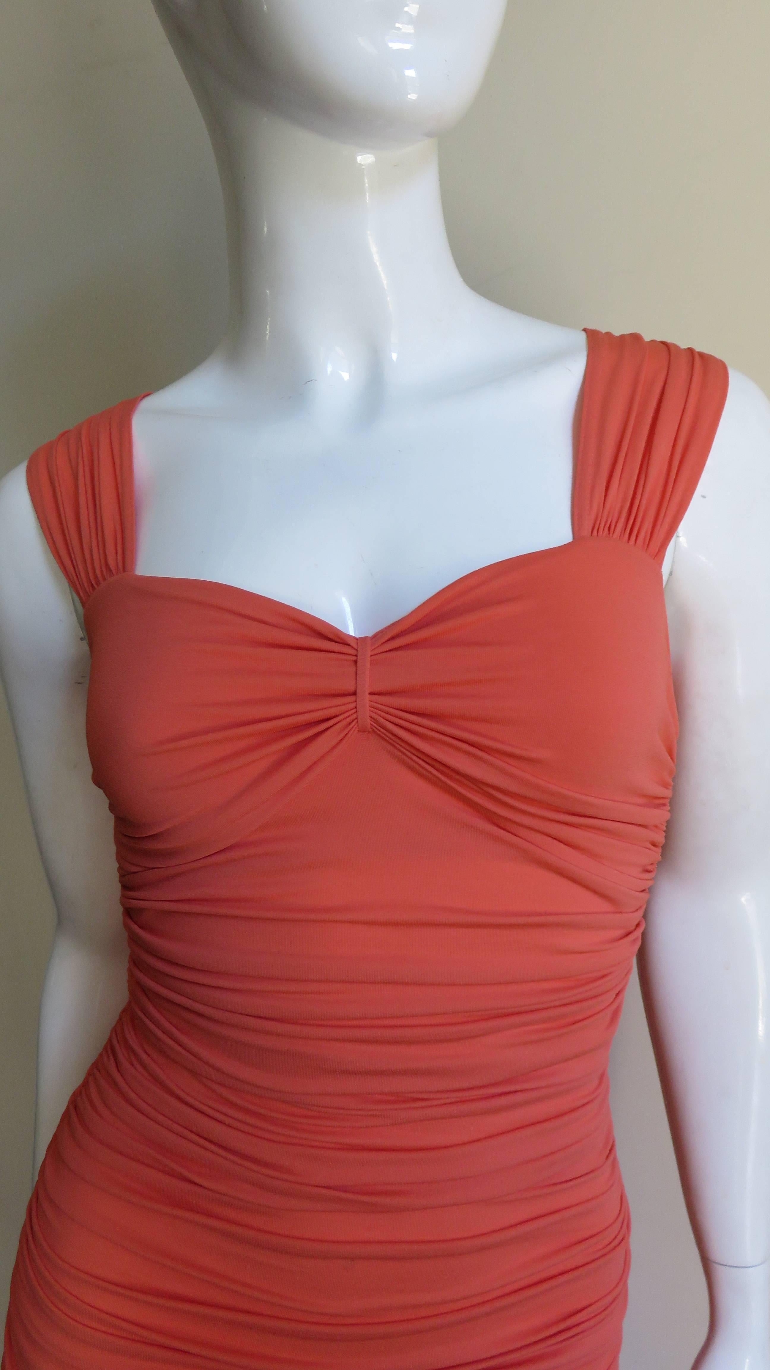Pheobe Philo Celine Ruched Dress In Excellent Condition In Water Mill, NY