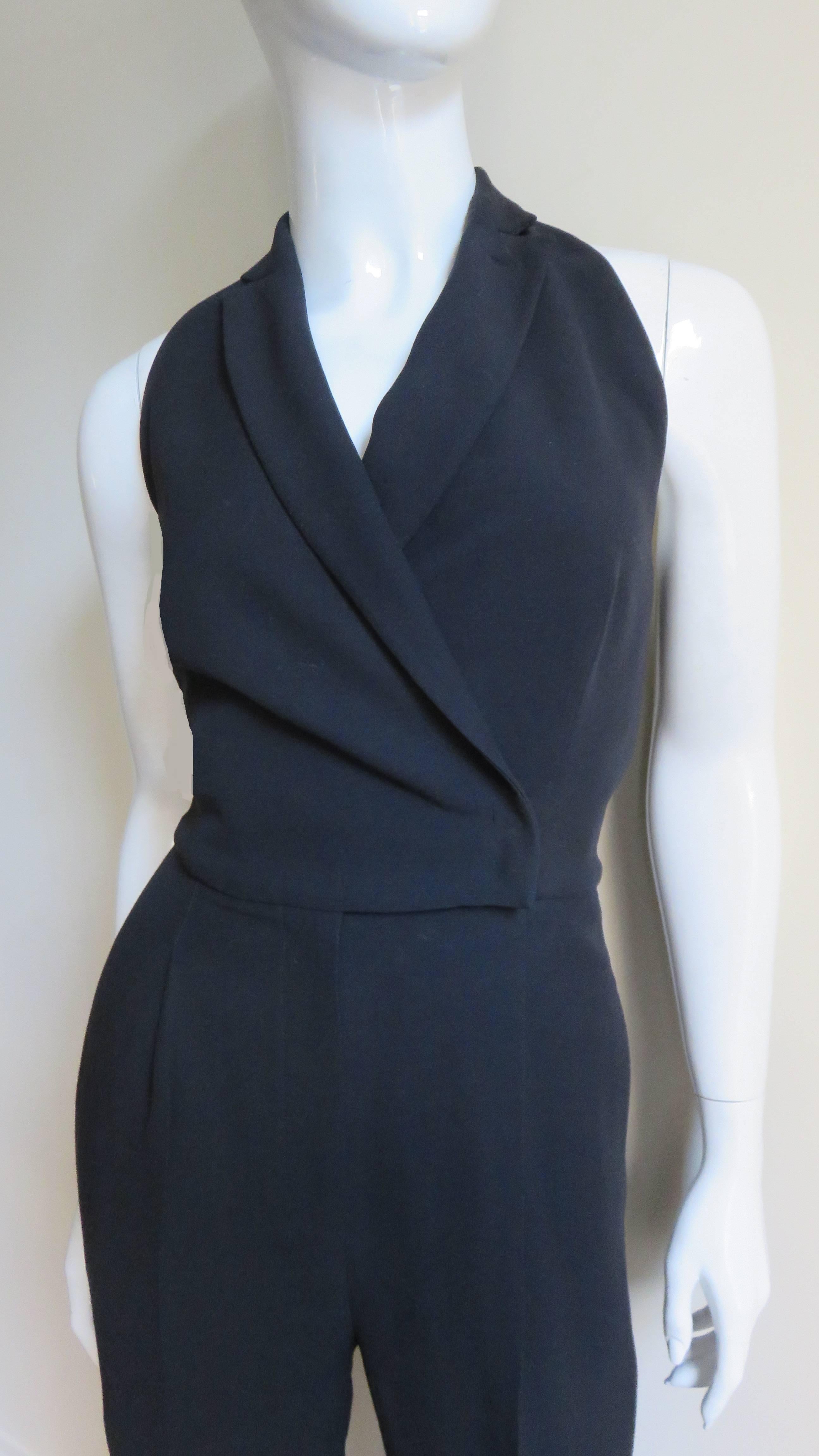 Valentino Silk Wrap Halter Jumpsuit In Good Condition In Water Mill, NY