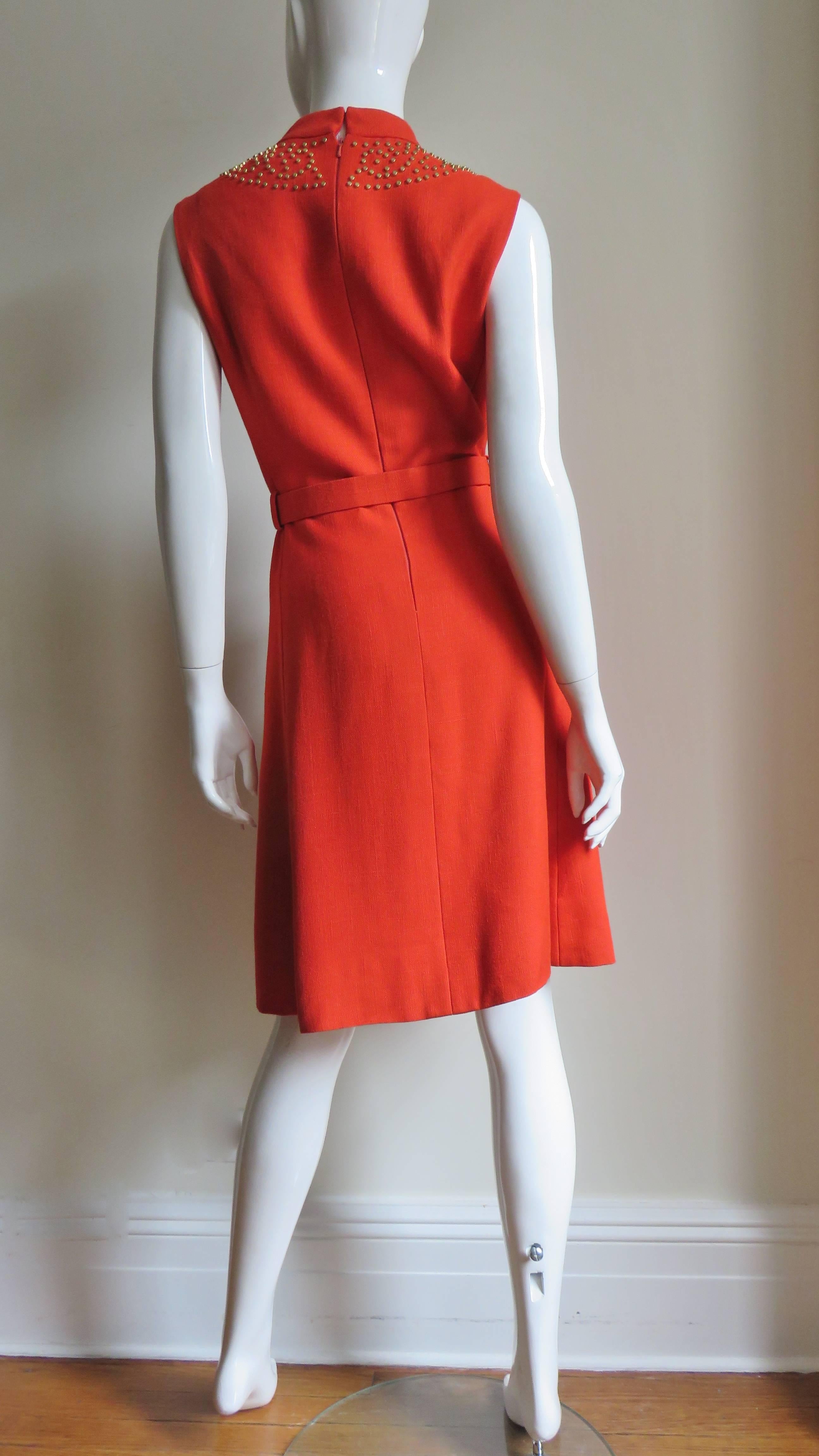 B. H. Wragge Studded Linen Dress 1970 For Sale 6