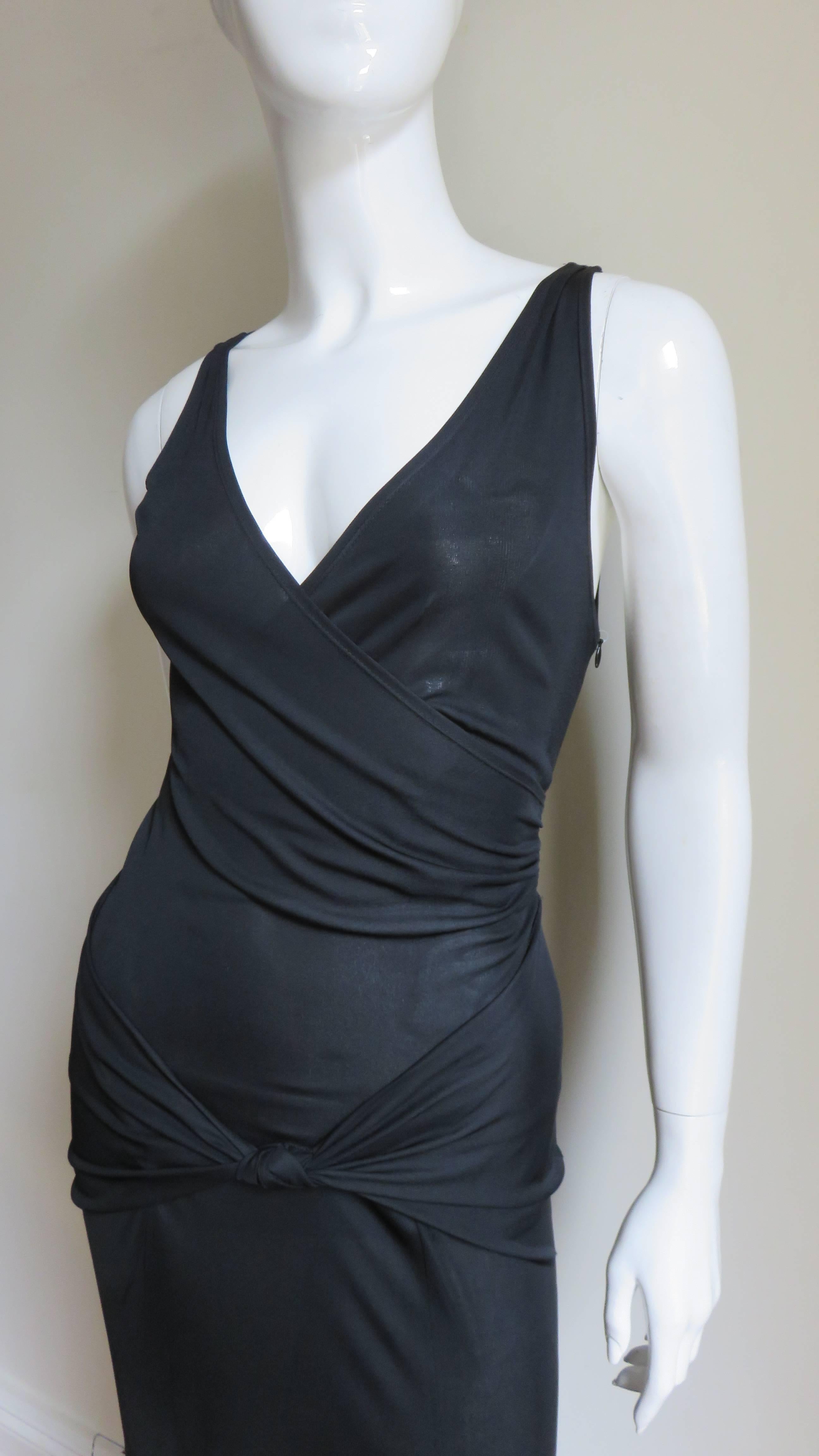 Black 1990s Moschino Wrap Carwash Maxi Dress