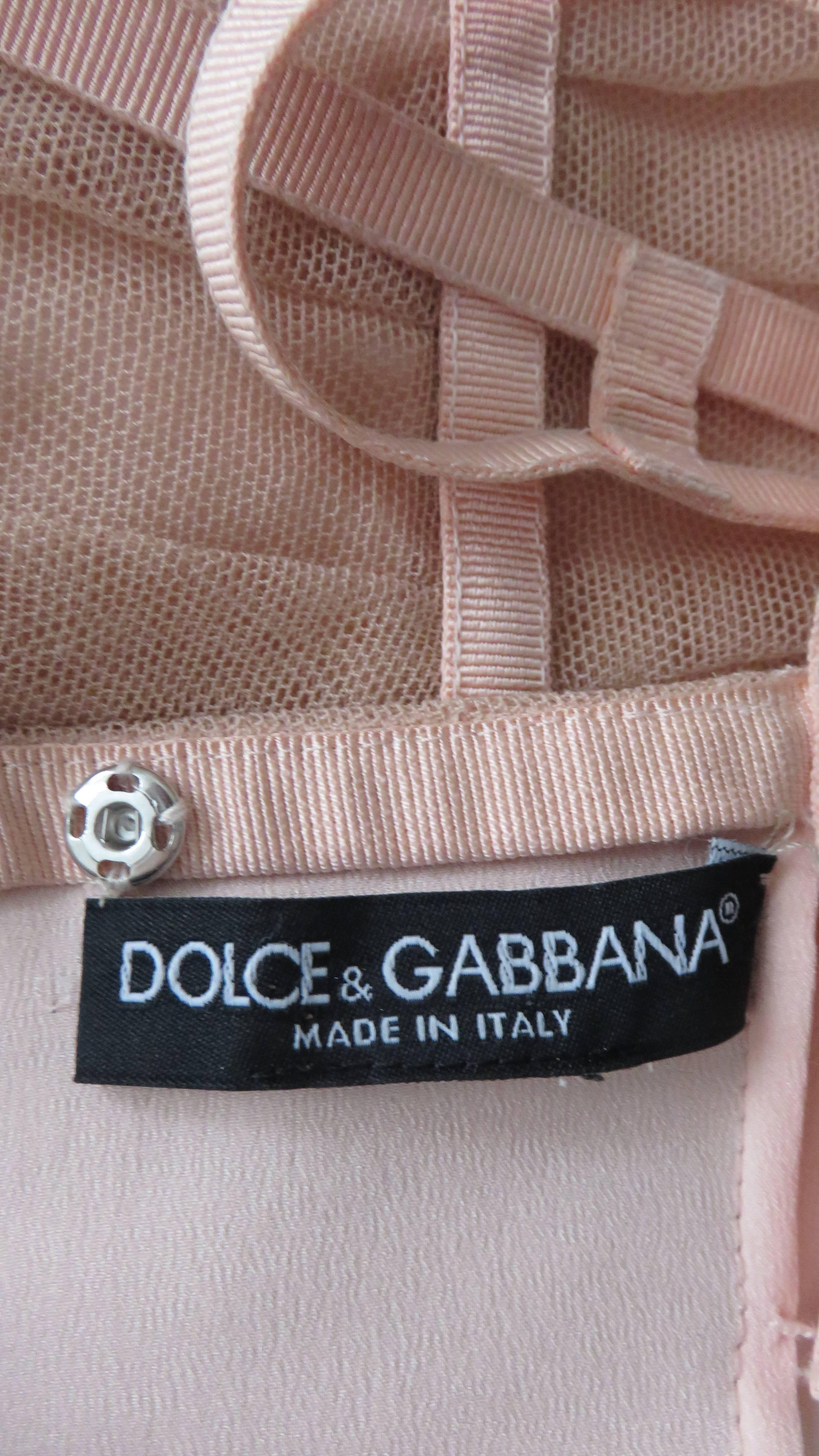 Dolce & Gabbana Nude Pink Silk Ruched Bodycon Corset Dress 2