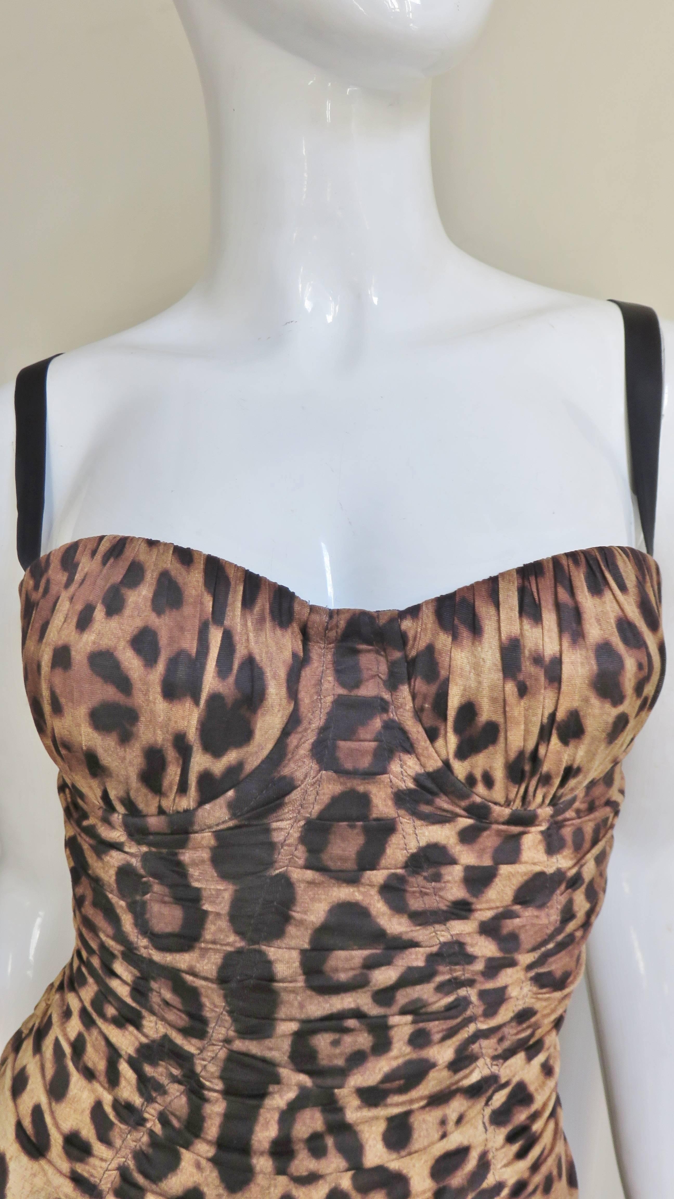 Dolce & Gabbana Leopard Corset Dress In New Condition In Water Mill, NY