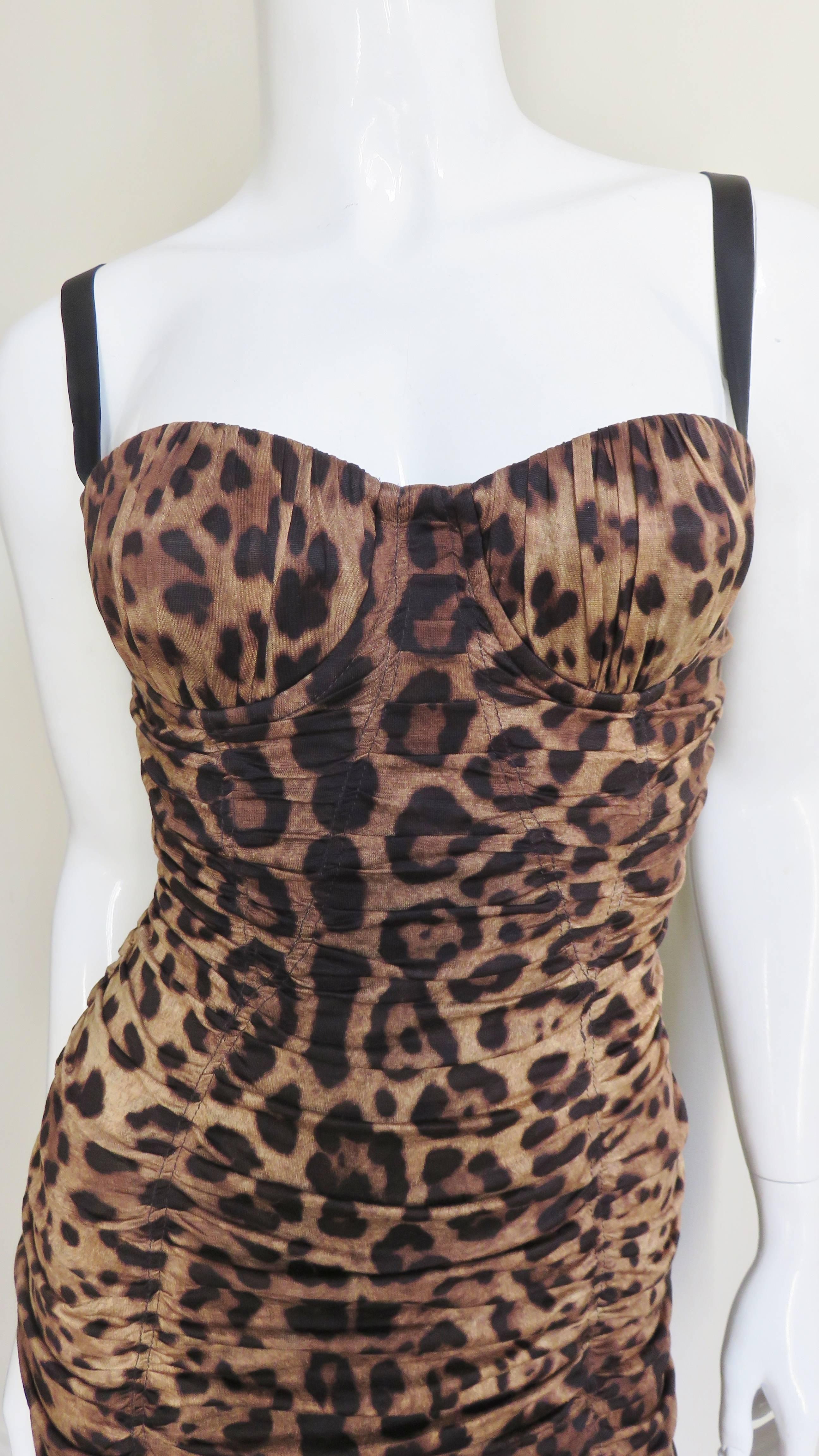 Gray Dolce & Gabbana Leopard Corset Dress
