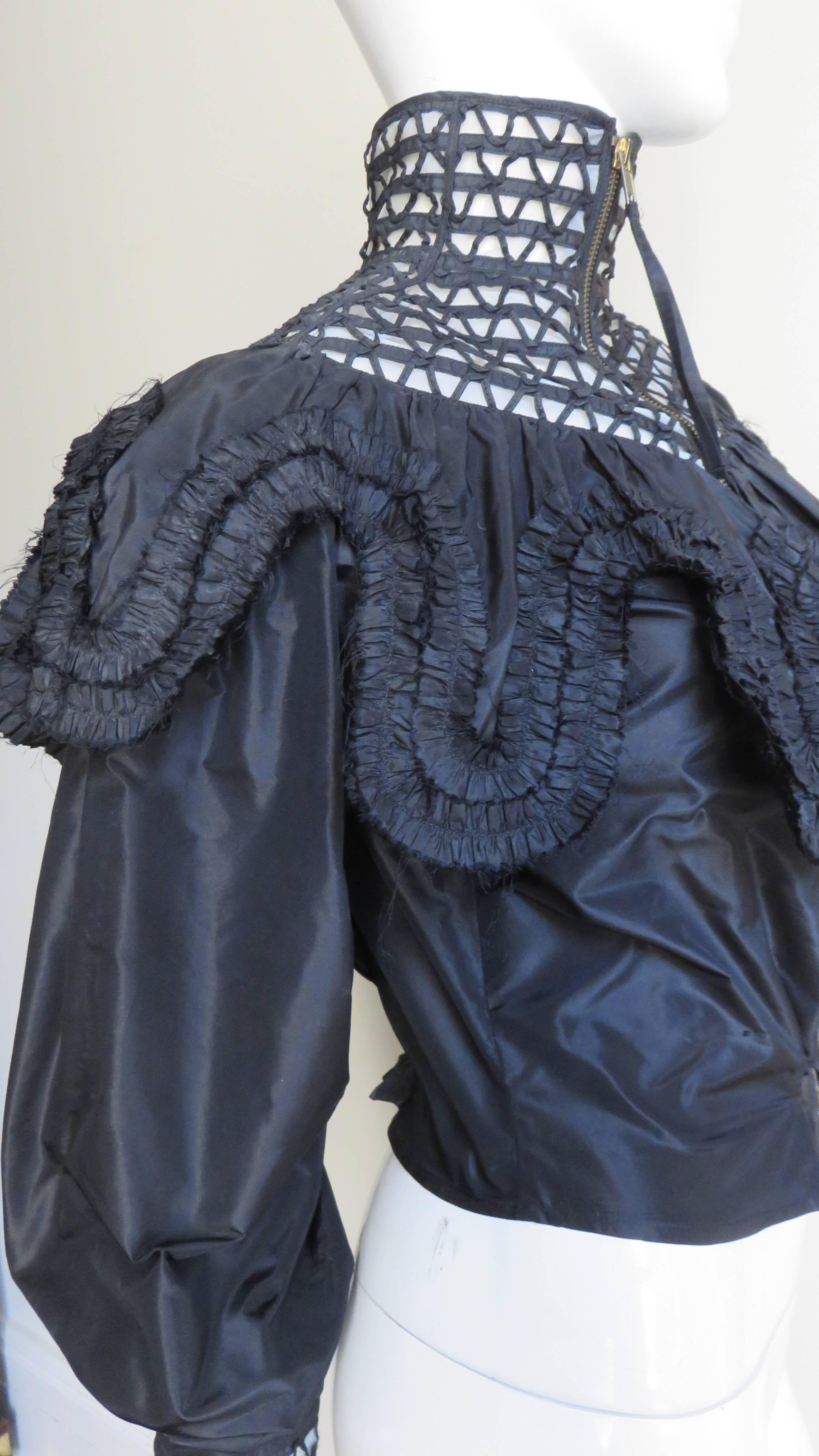 Black 1990s Jean Paul Gaultier Modern Victorian Silk Jacket