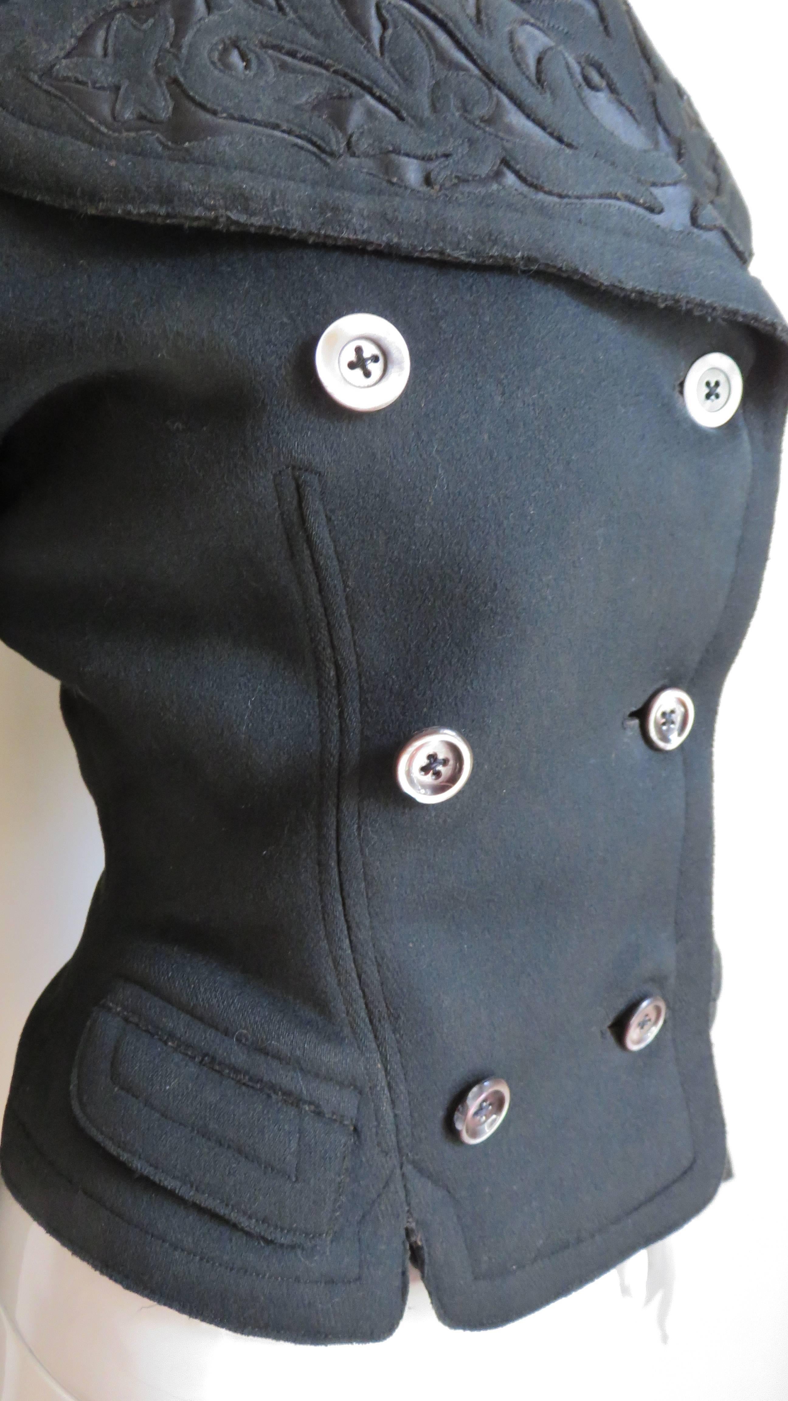 Black Early 1900s Applique Collar Jacket
