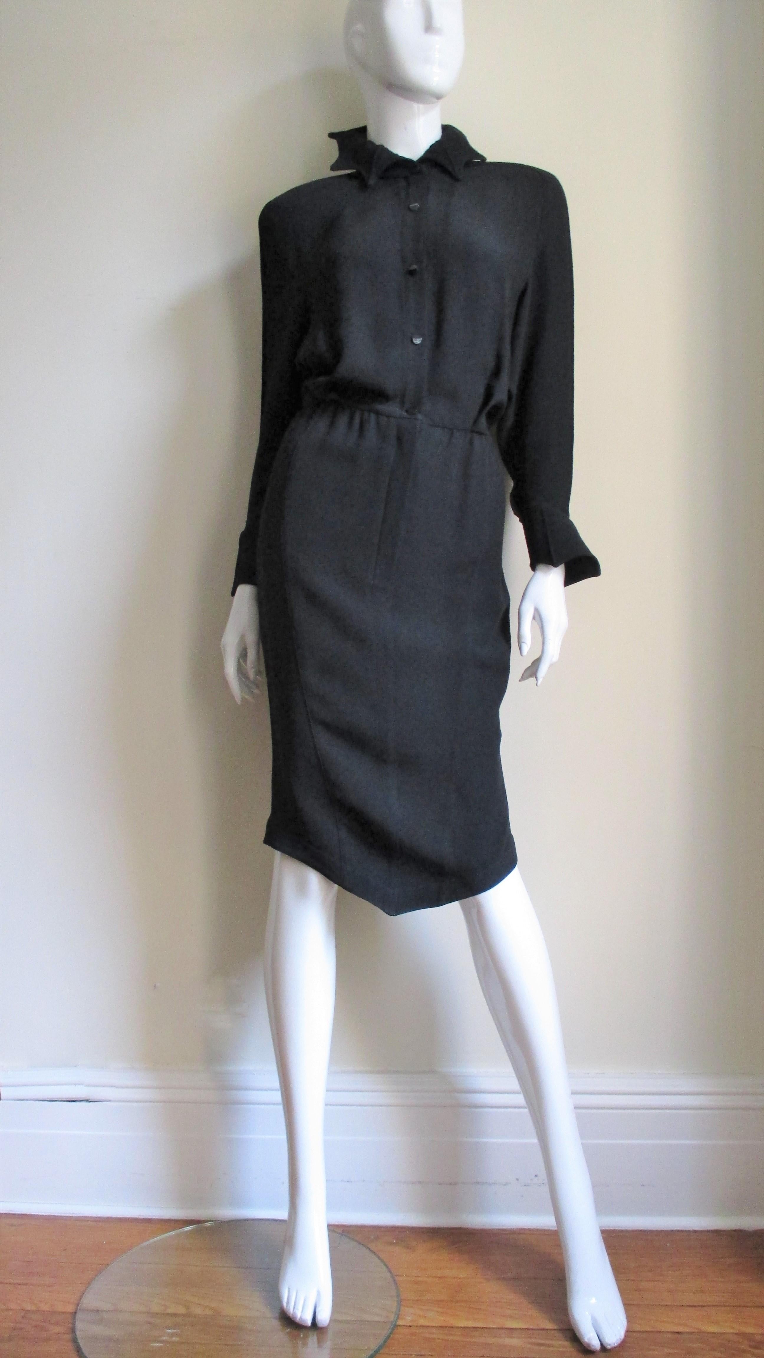 Black 1980s Thierry Mugler Modern Gothic Dress