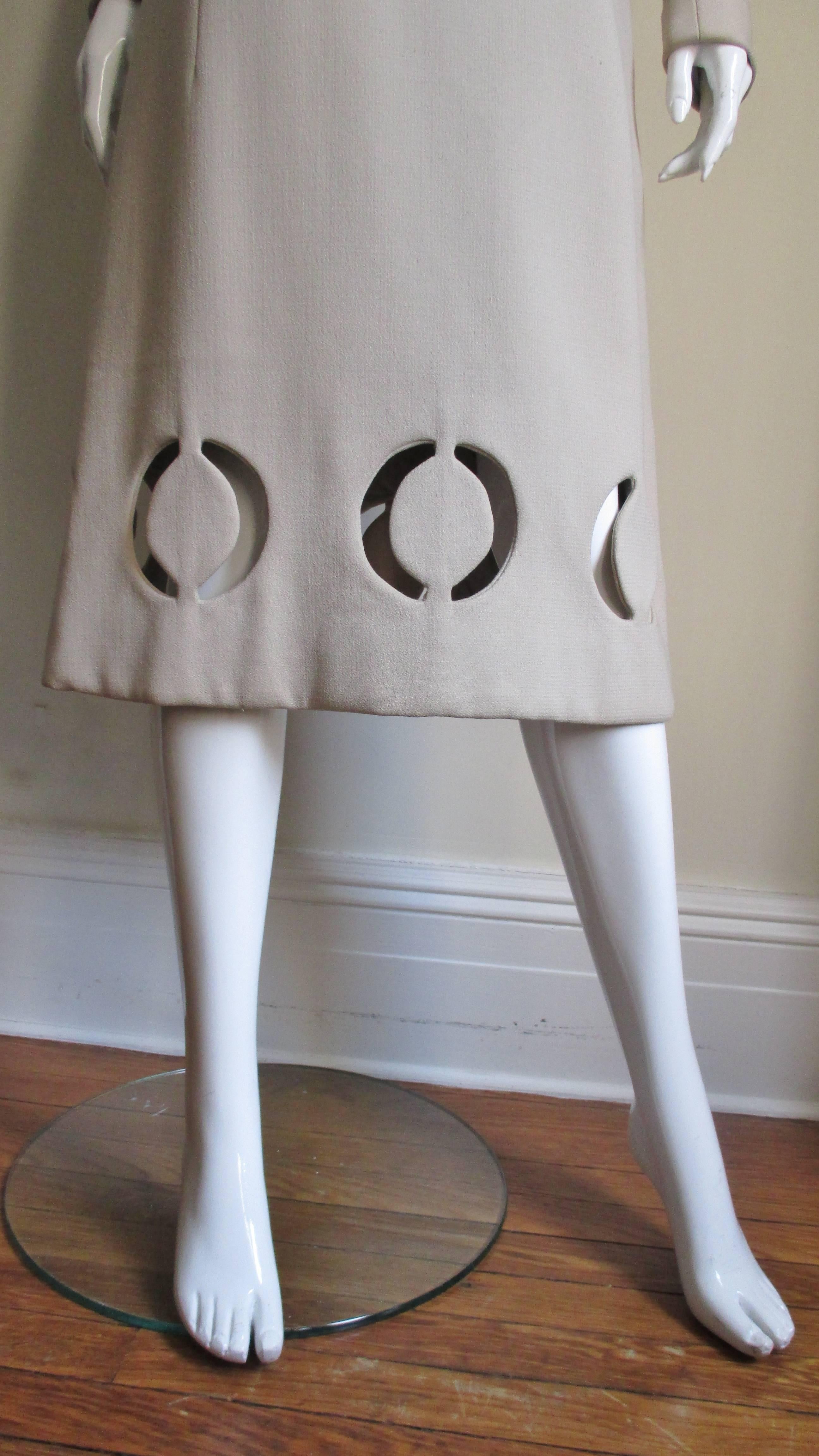 Gray  Pierre Cardin 1960s Dress with Cut out Hem