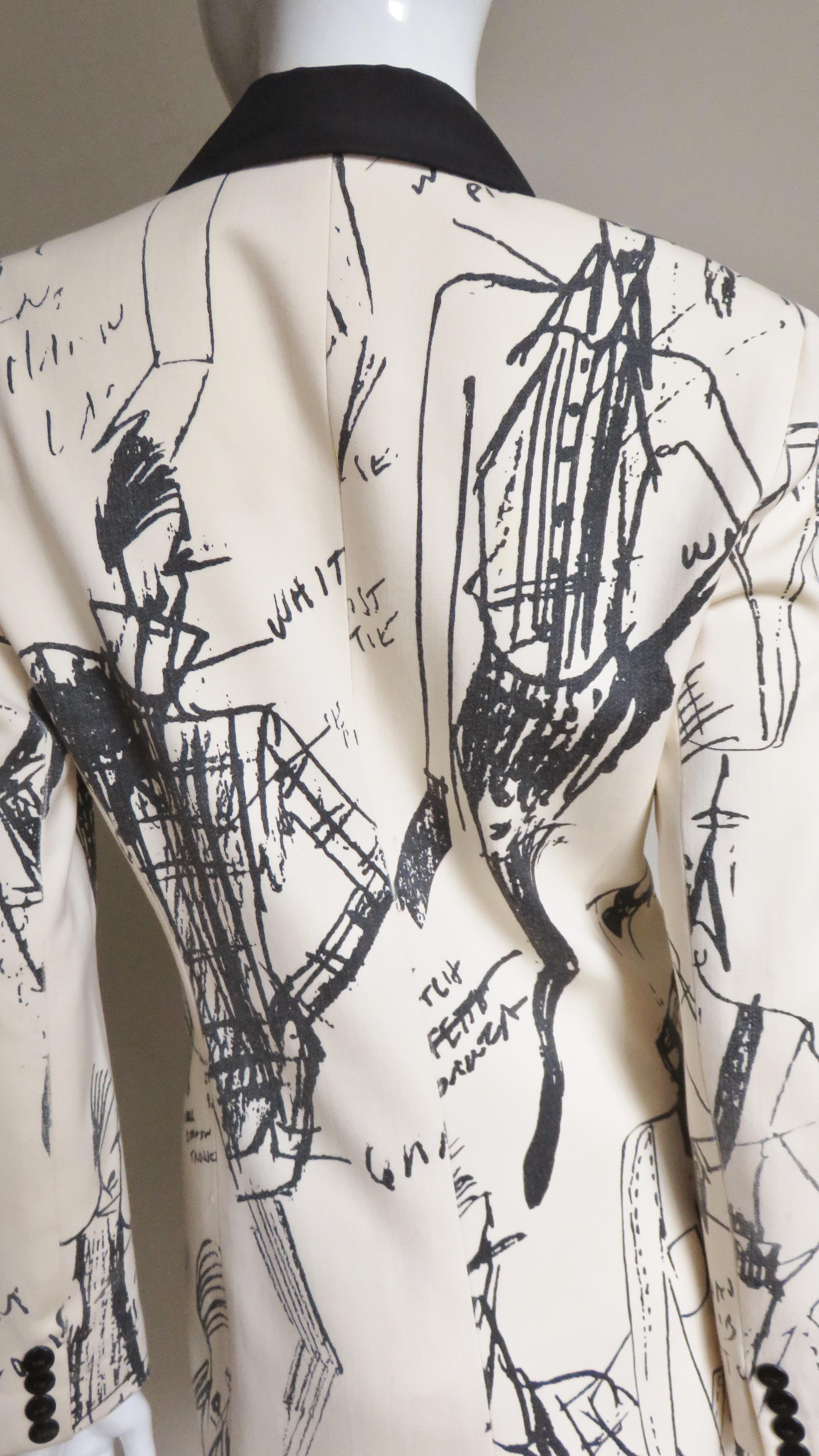 Randolf Duke Color Block Jacket with Fashion Sketch Print 3