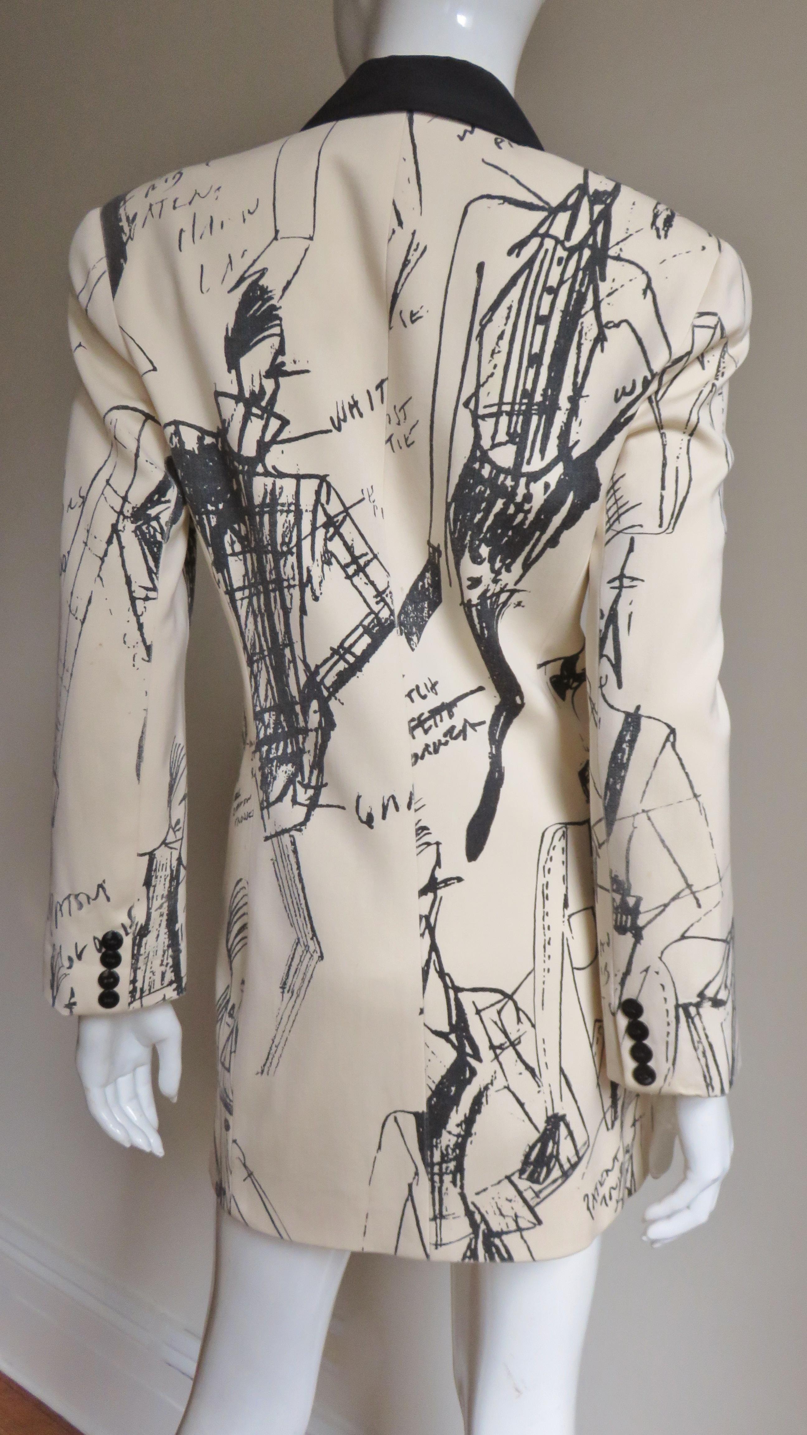 Randolf Duke Color Block Jacket with Fashion Sketch Print 1