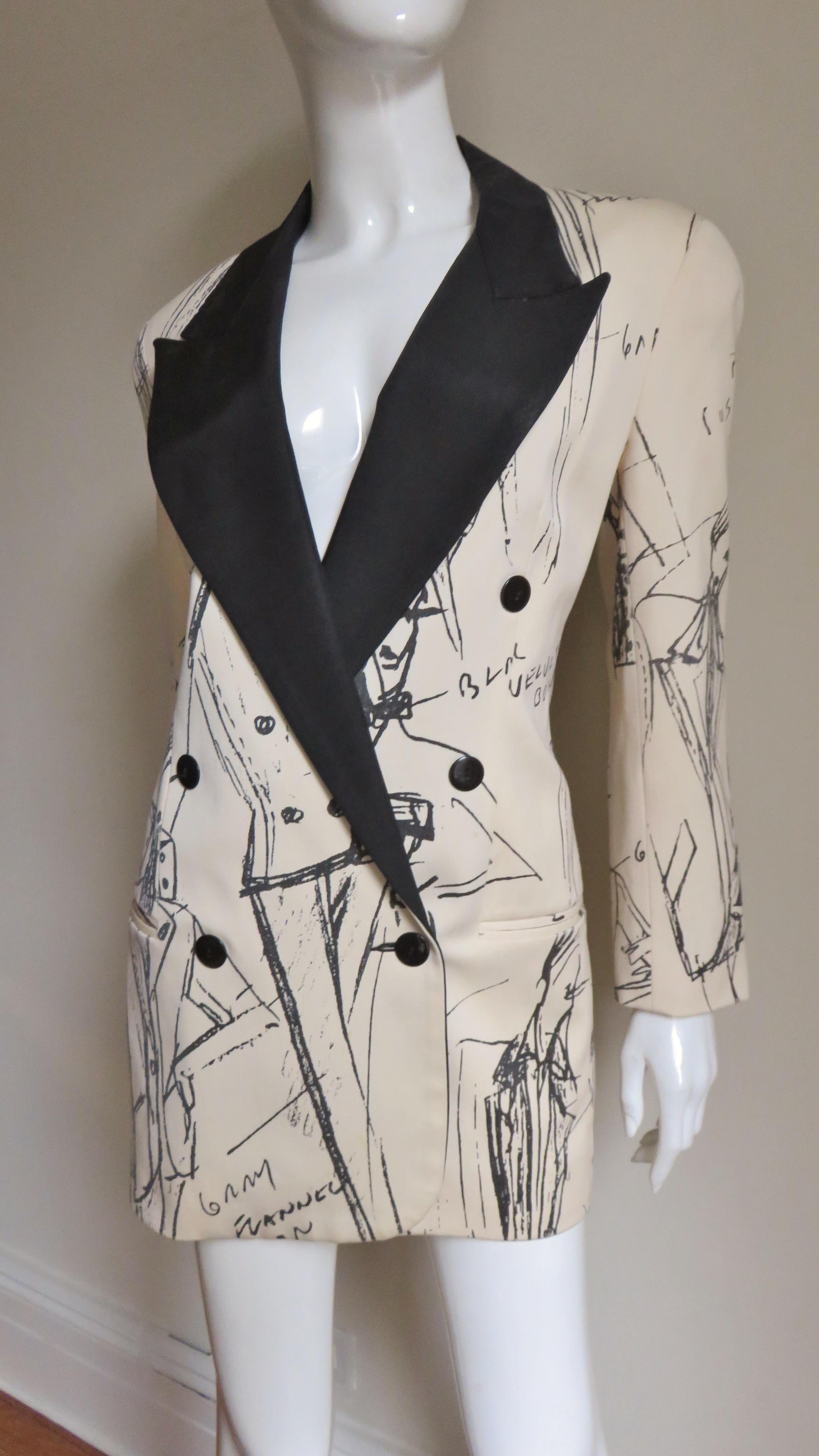 Gray Randolf Duke Color Block Jacket with Fashion Sketch Print