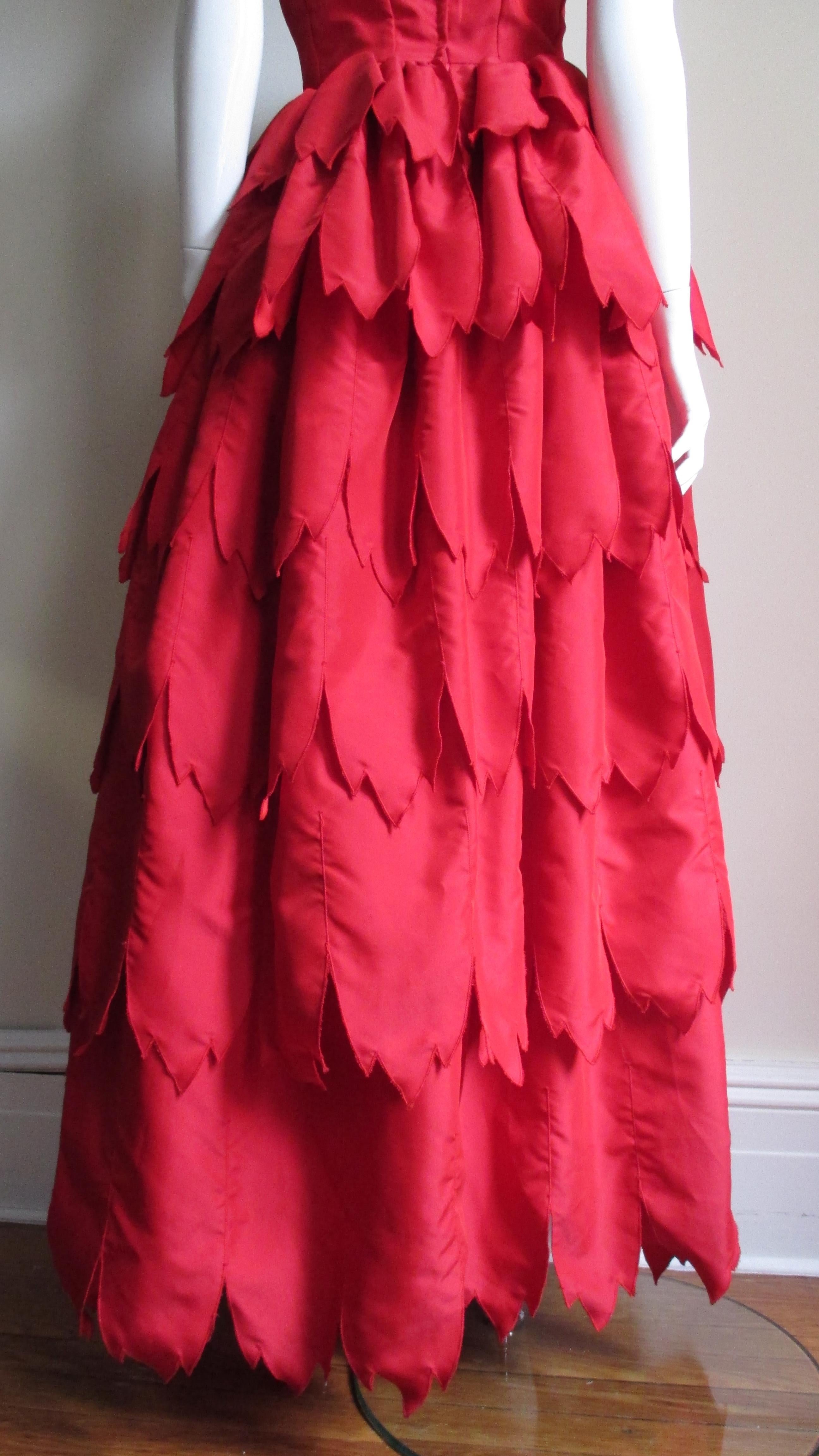 1970s Travilla ' Flames ' Bustier Gown 10