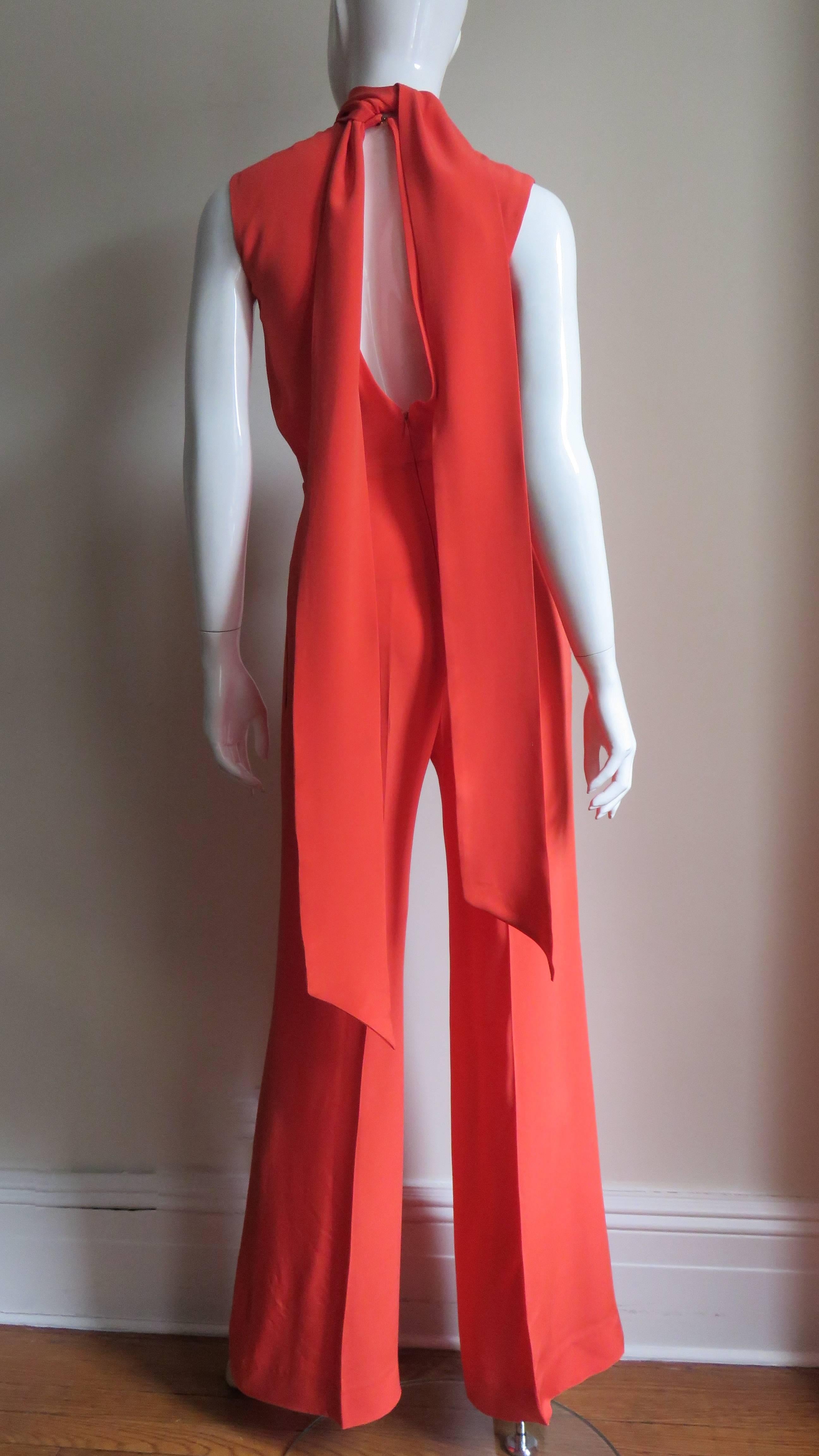 Celine Orange Jumpsuit With Tie Neck 2