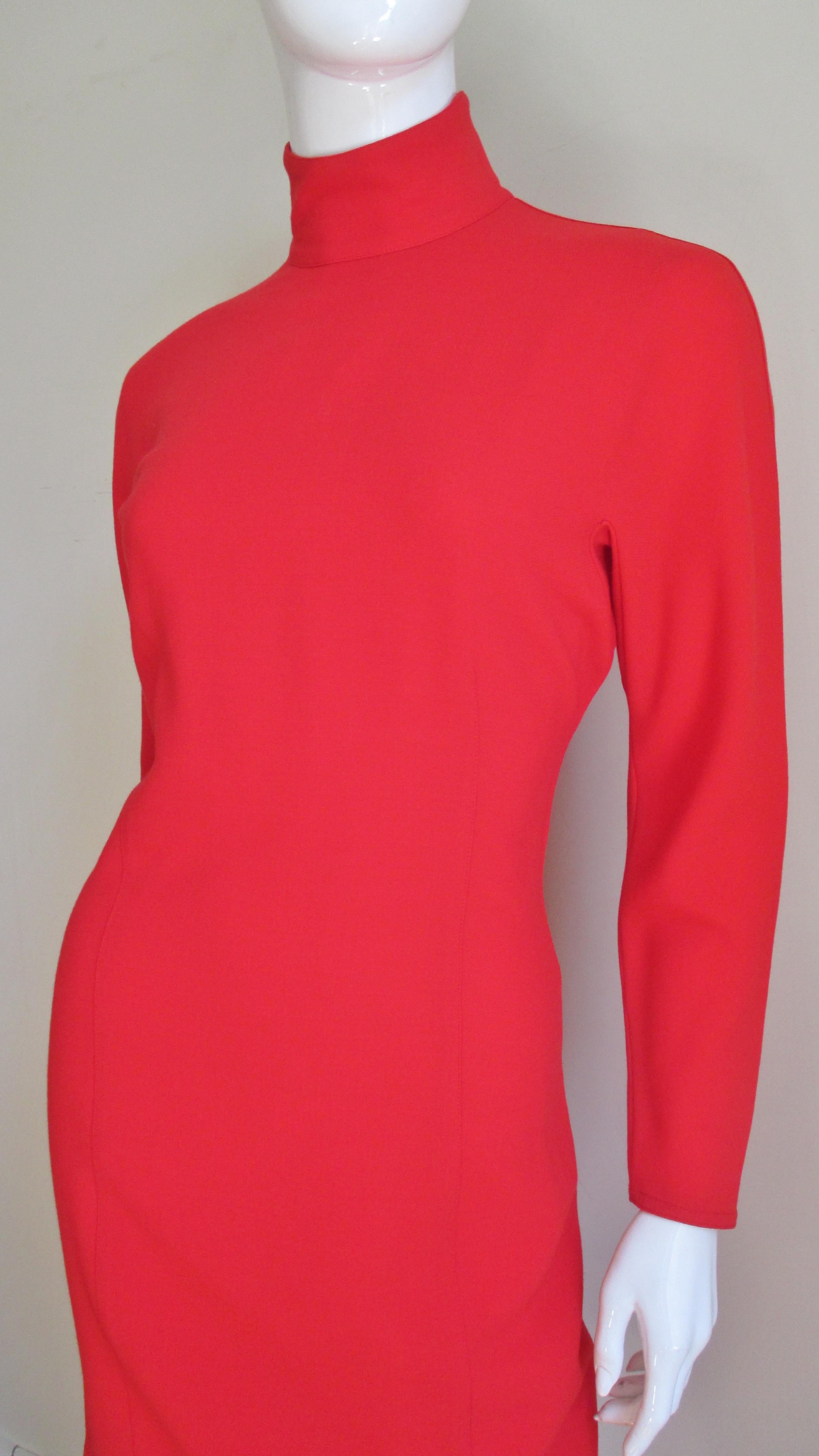 Red Gianni Versace Orange Dress with Layered Hem 1990s For Sale