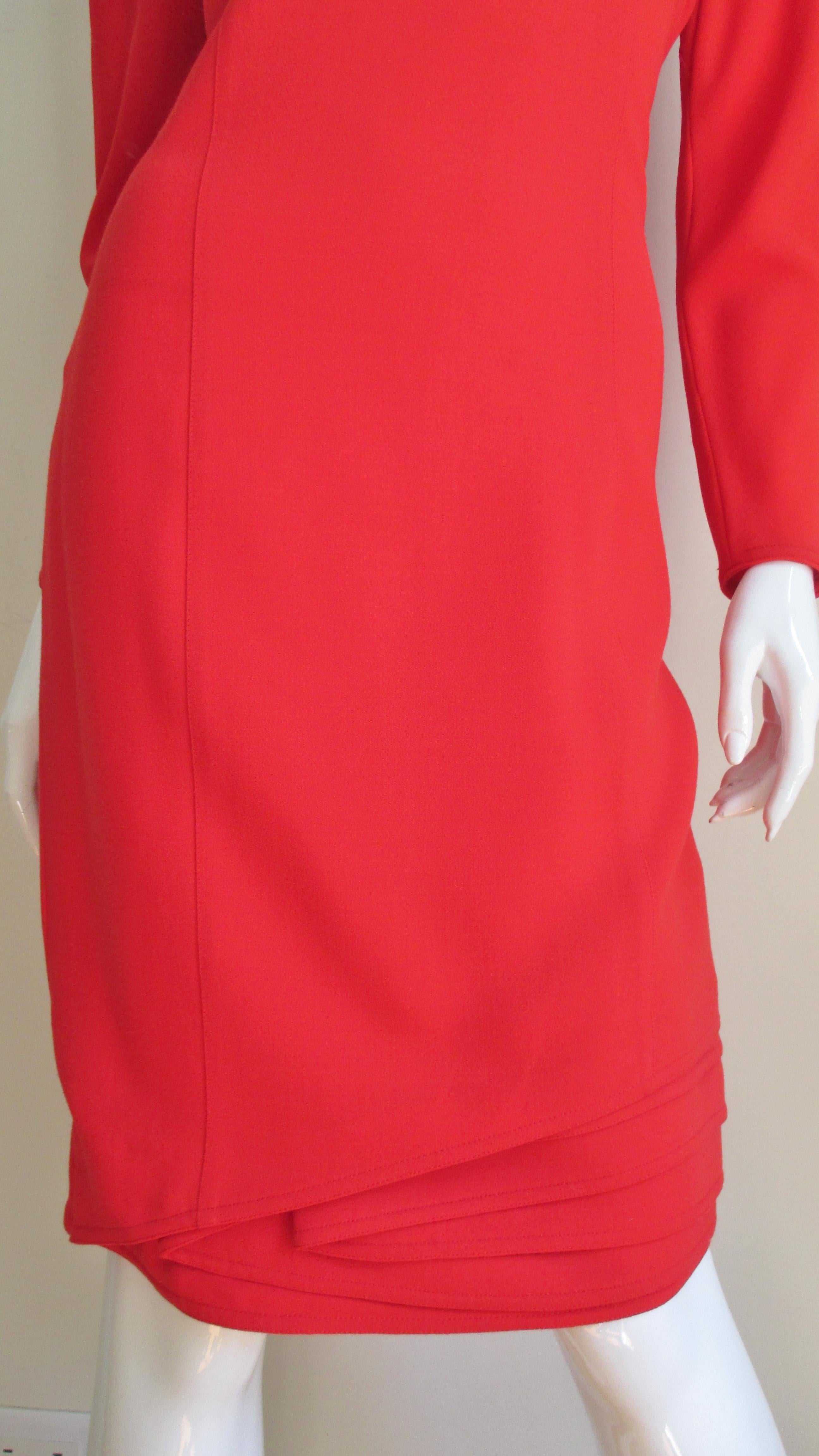 Gianni Versace Orange Dress with Layered Hem 1990s In Excellent Condition For Sale In Water Mill, NY
