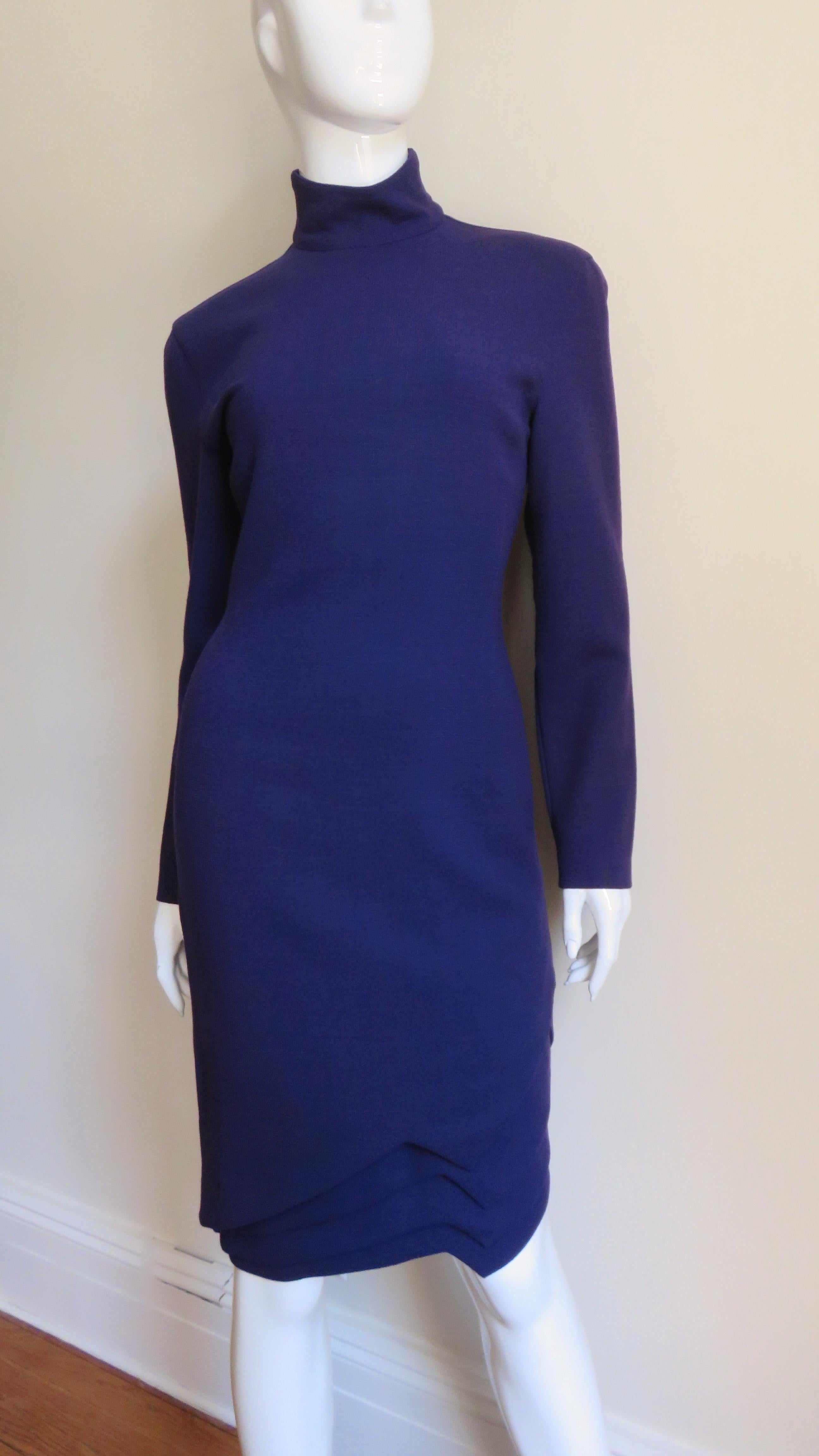 Women's Gianni Versace Purple 1990s Dress with Origami Hem  For Sale