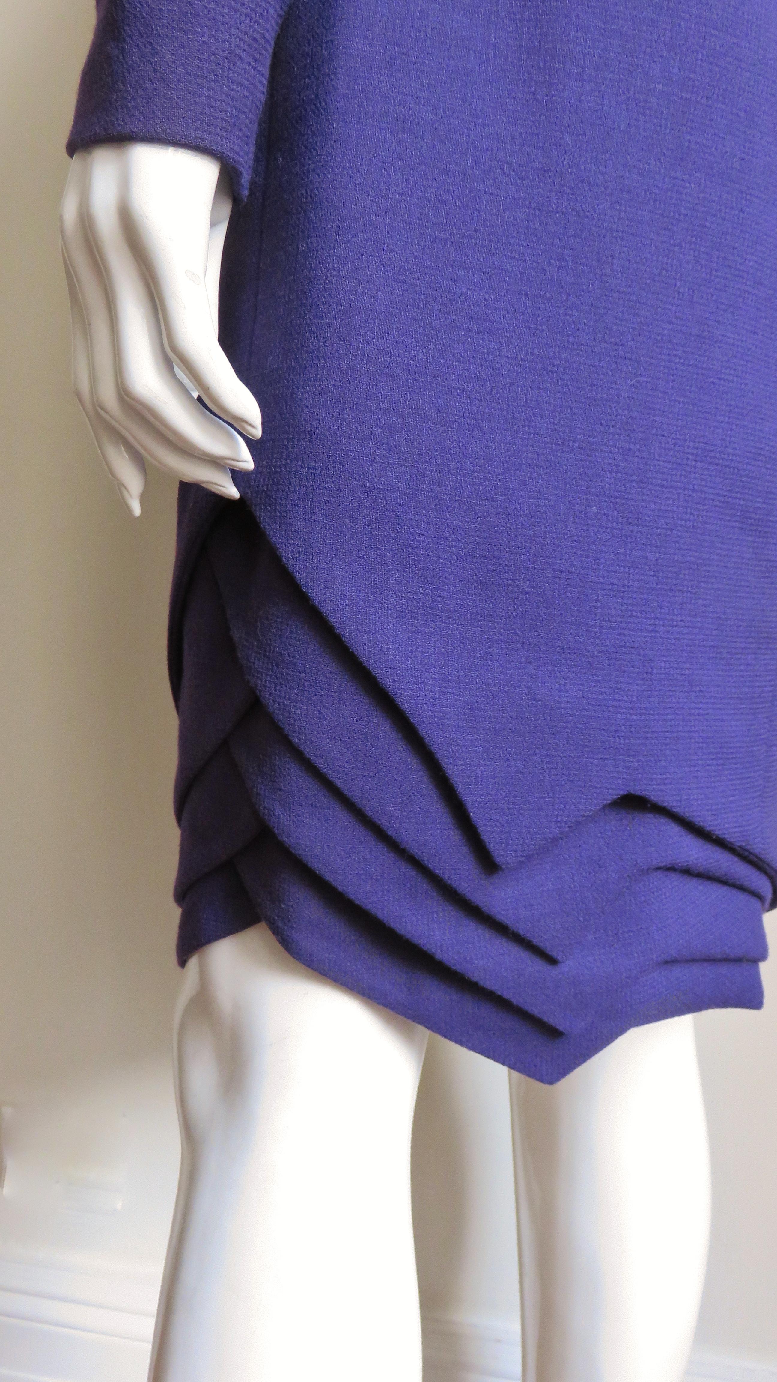 Gianni Versace Purple 1990s Dress with Origami Hem  For Sale 5